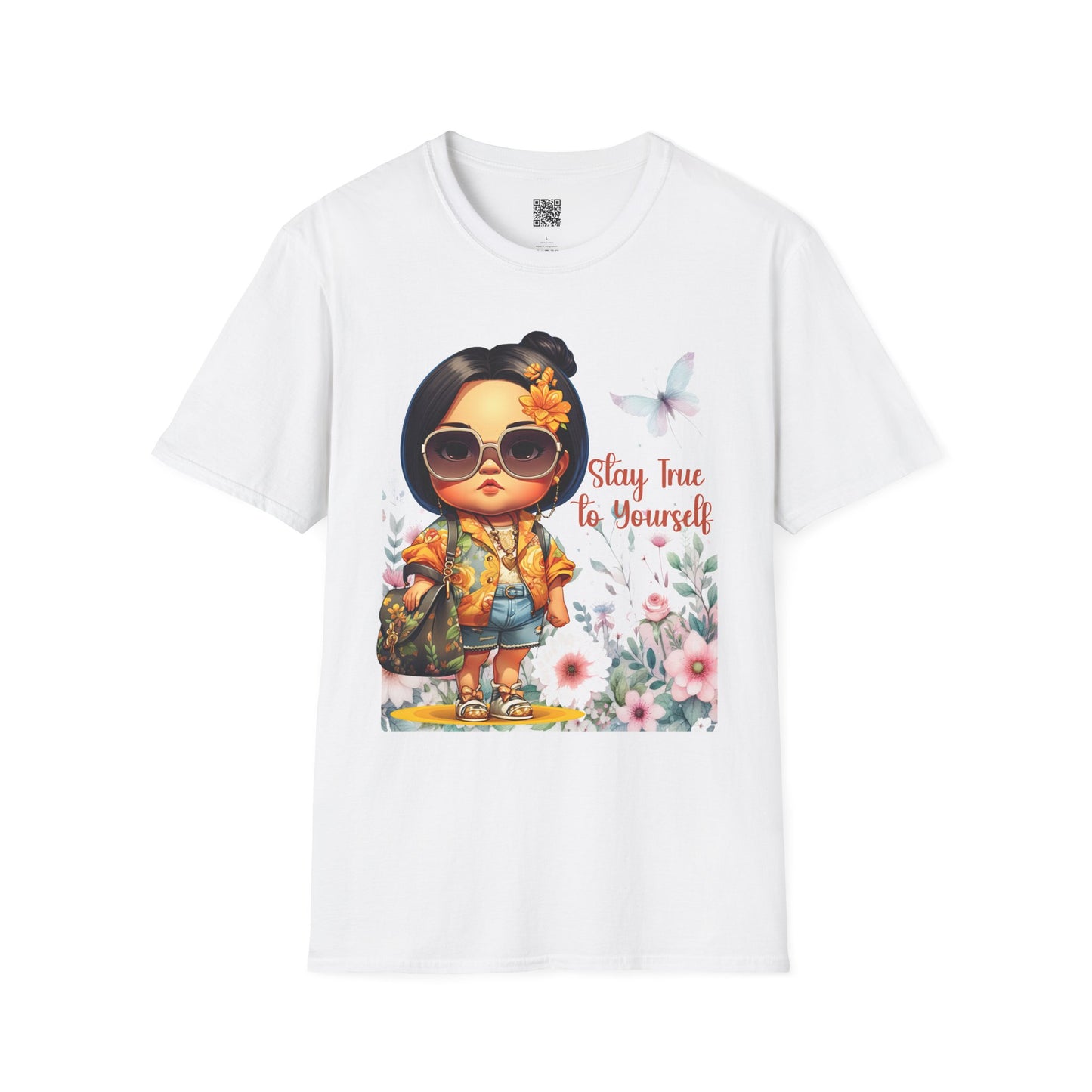 Stay True to Yourself | Unisex Softstyle T-Shirt - Floral Design & Empowering Message