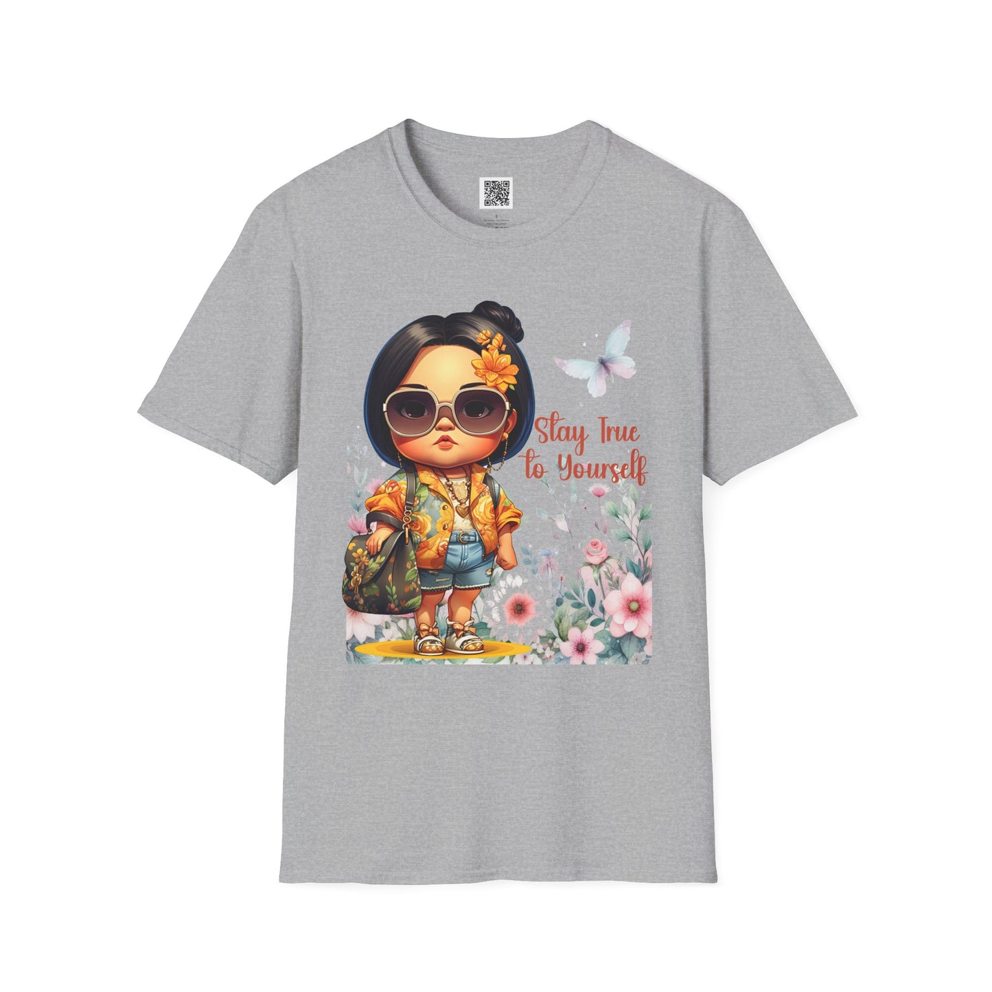 Stay True to Yourself | Unisex Softstyle T-Shirt - Floral Design & Empowering Message