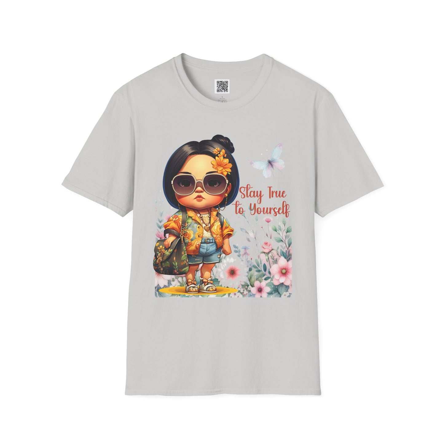 Stay True to Yourself | Unisex Softstyle T-Shirt - Floral Design & Empowering Message