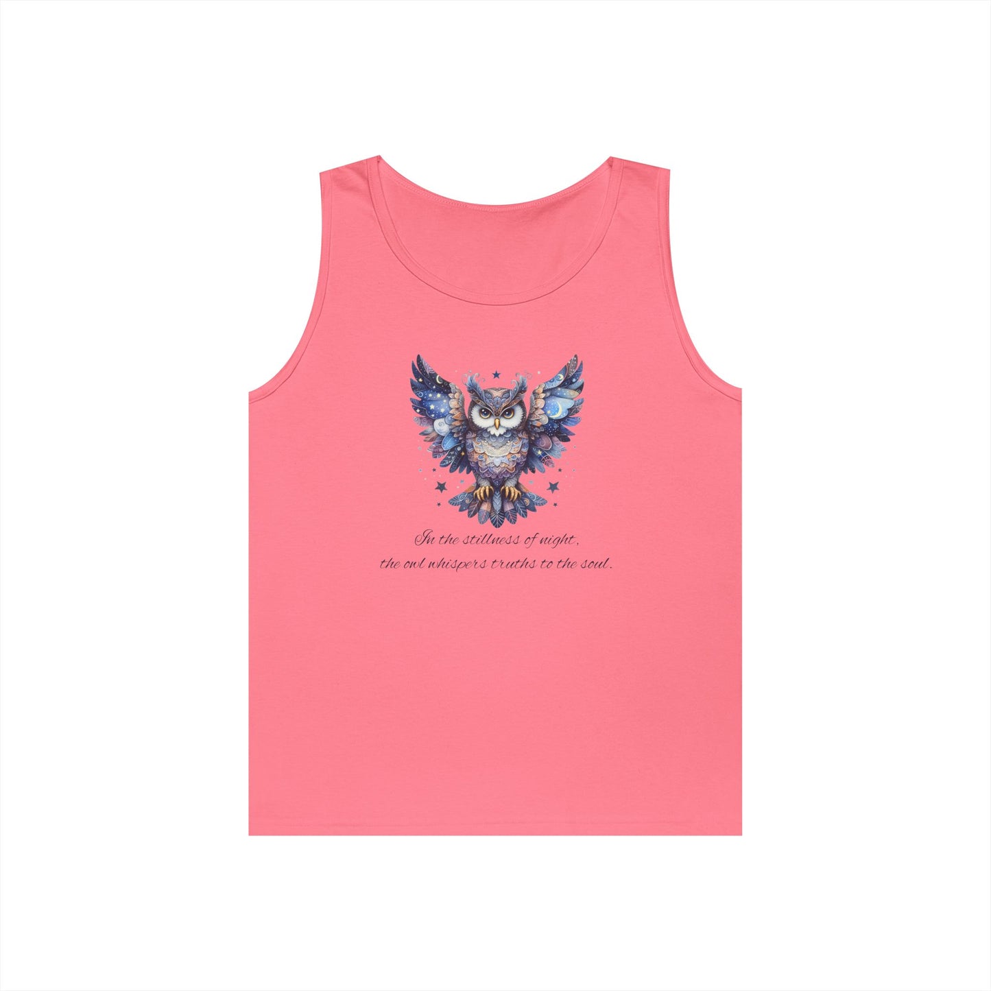 Owl Graphic Unisex Heavy Cotton Tank Top - Inspirational Design