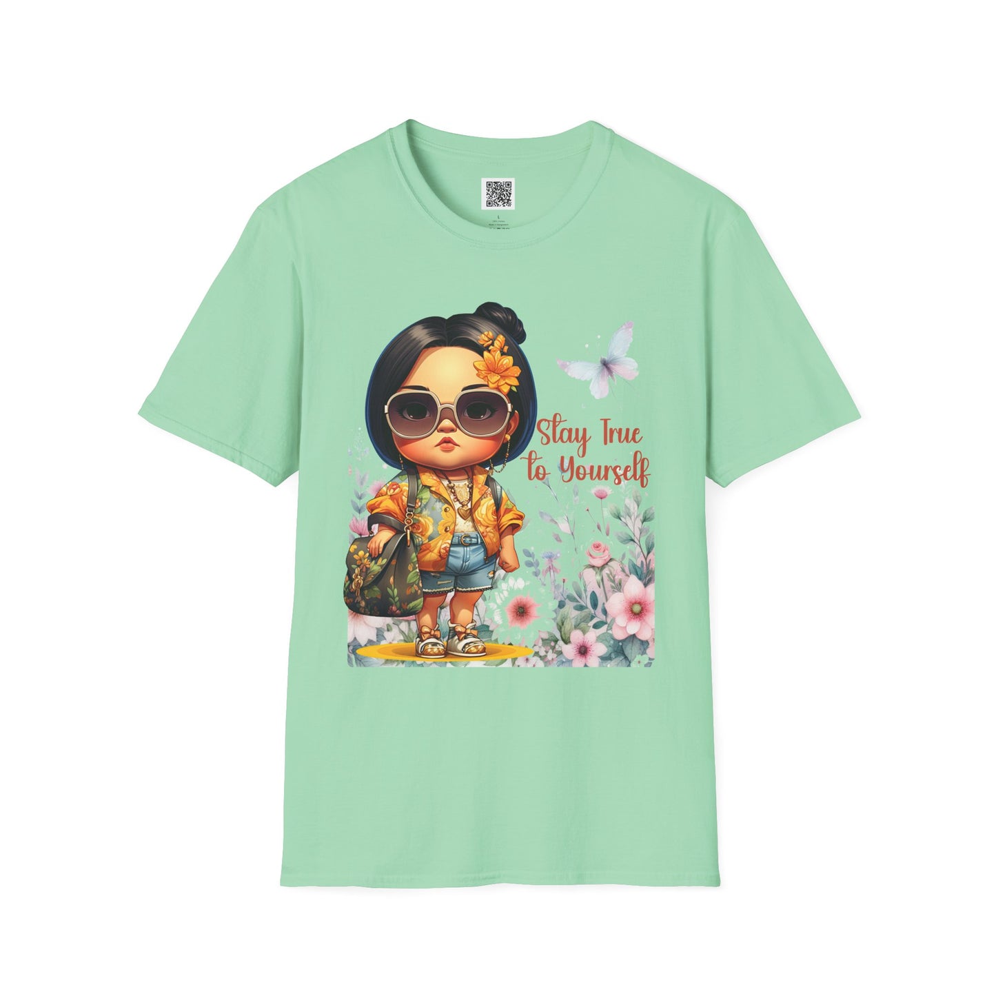 Stay True to Yourself | Unisex Softstyle T-Shirt - Floral Design & Empowering Message