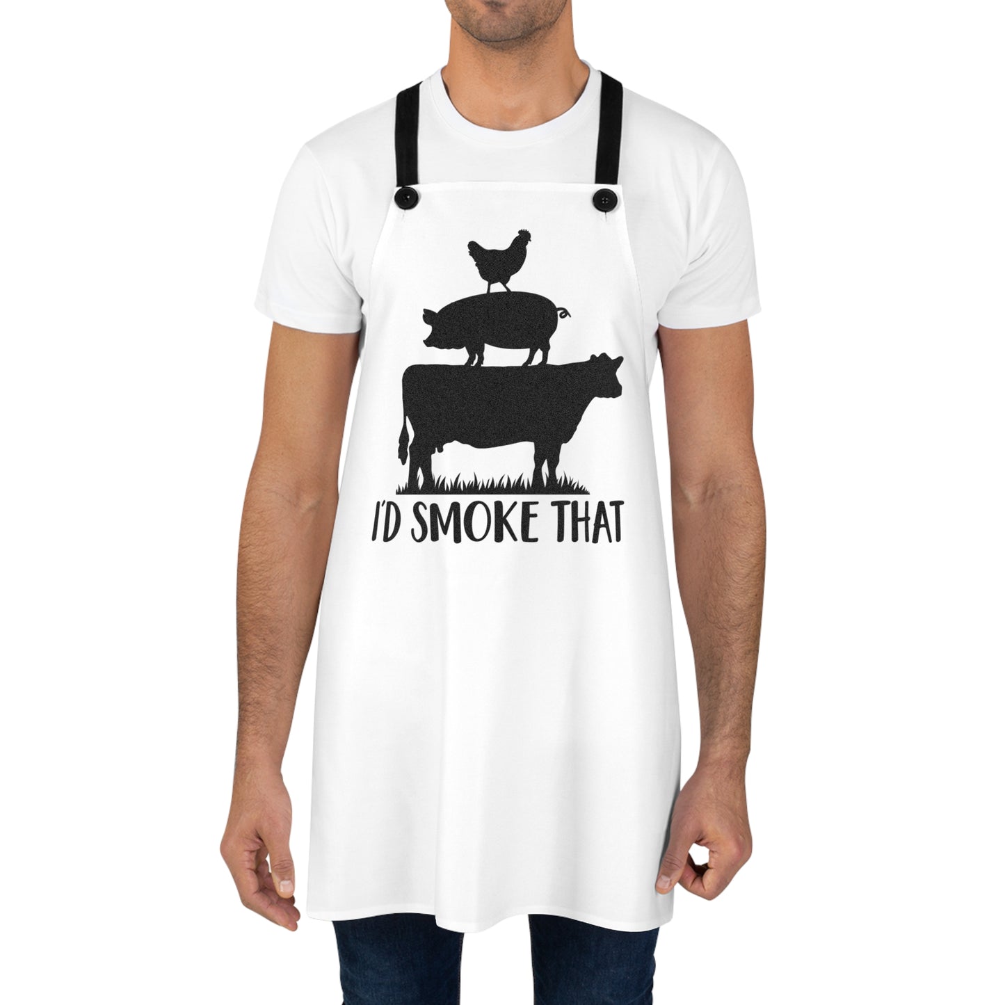 Funny BBQ Apron - "I'd Smoke That" Grilling Gift for Men