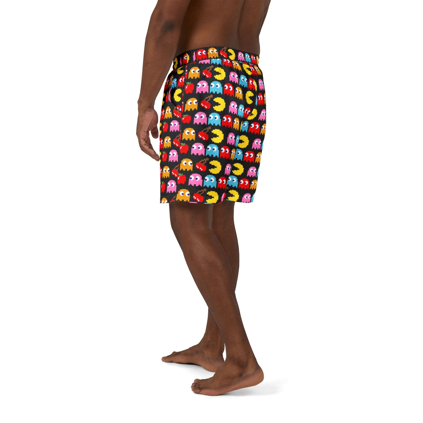 Retro Arcade Unisex Swim Shorts - Colorful Pac-Man Design for Summer Fun