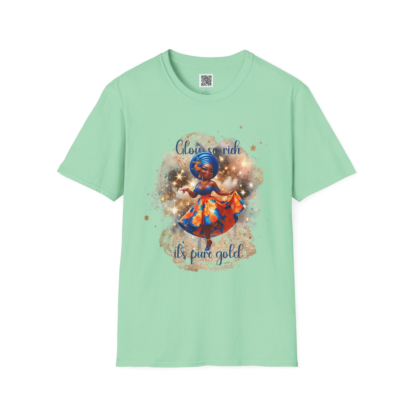 Glow So Rich Pure Gold | Unisex Softstyle T-Shirt - Celebrate Culture and Confidence