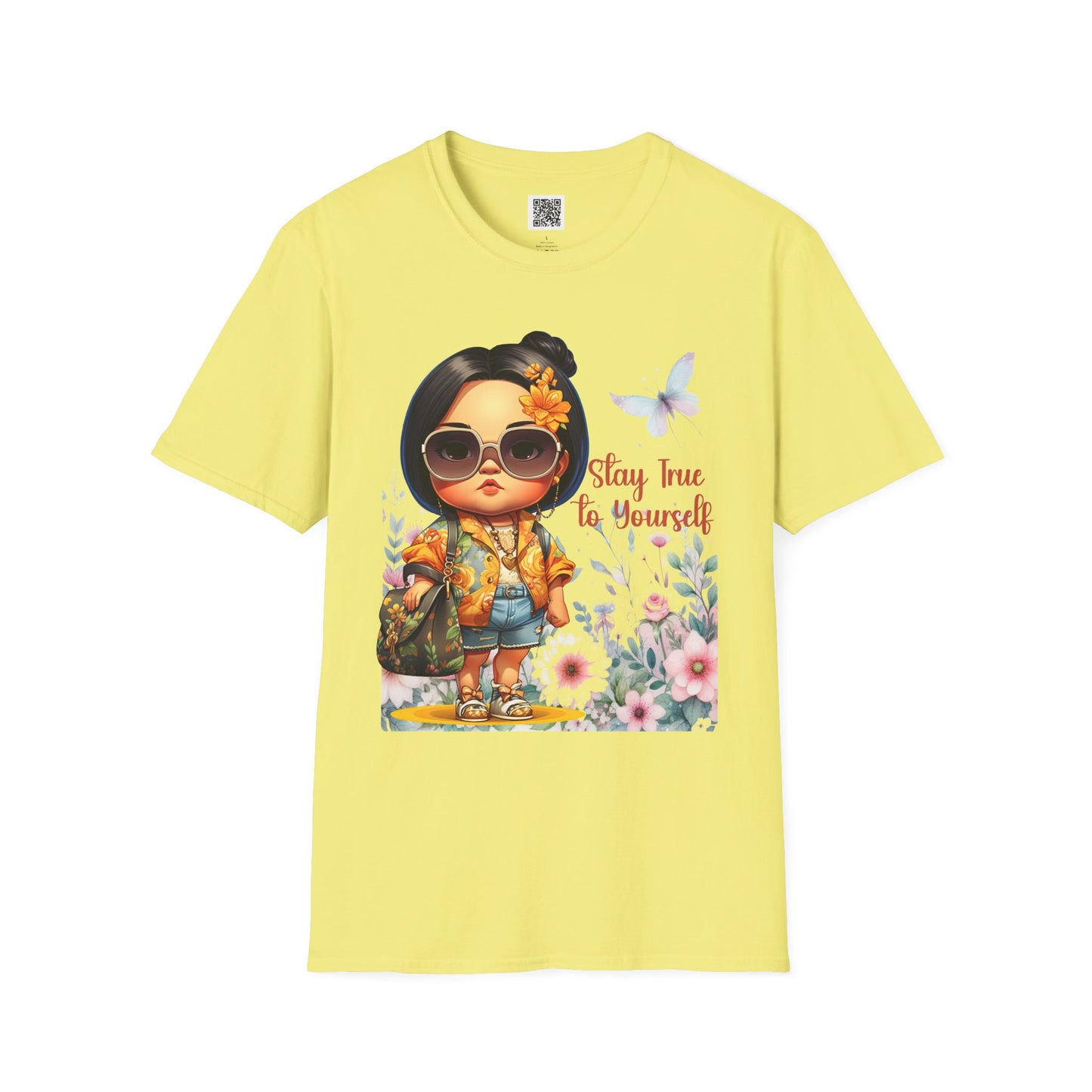 Stay True to Yourself | Unisex Softstyle T-Shirt - Floral Design & Empowering Message