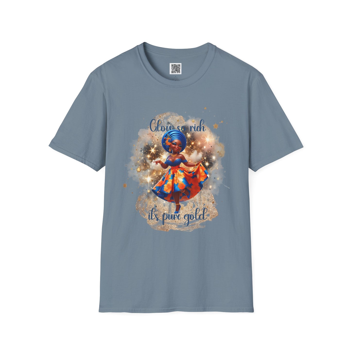 Glow So Rich Pure Gold | Unisex Softstyle T-Shirt - Celebrate Culture and Confidence