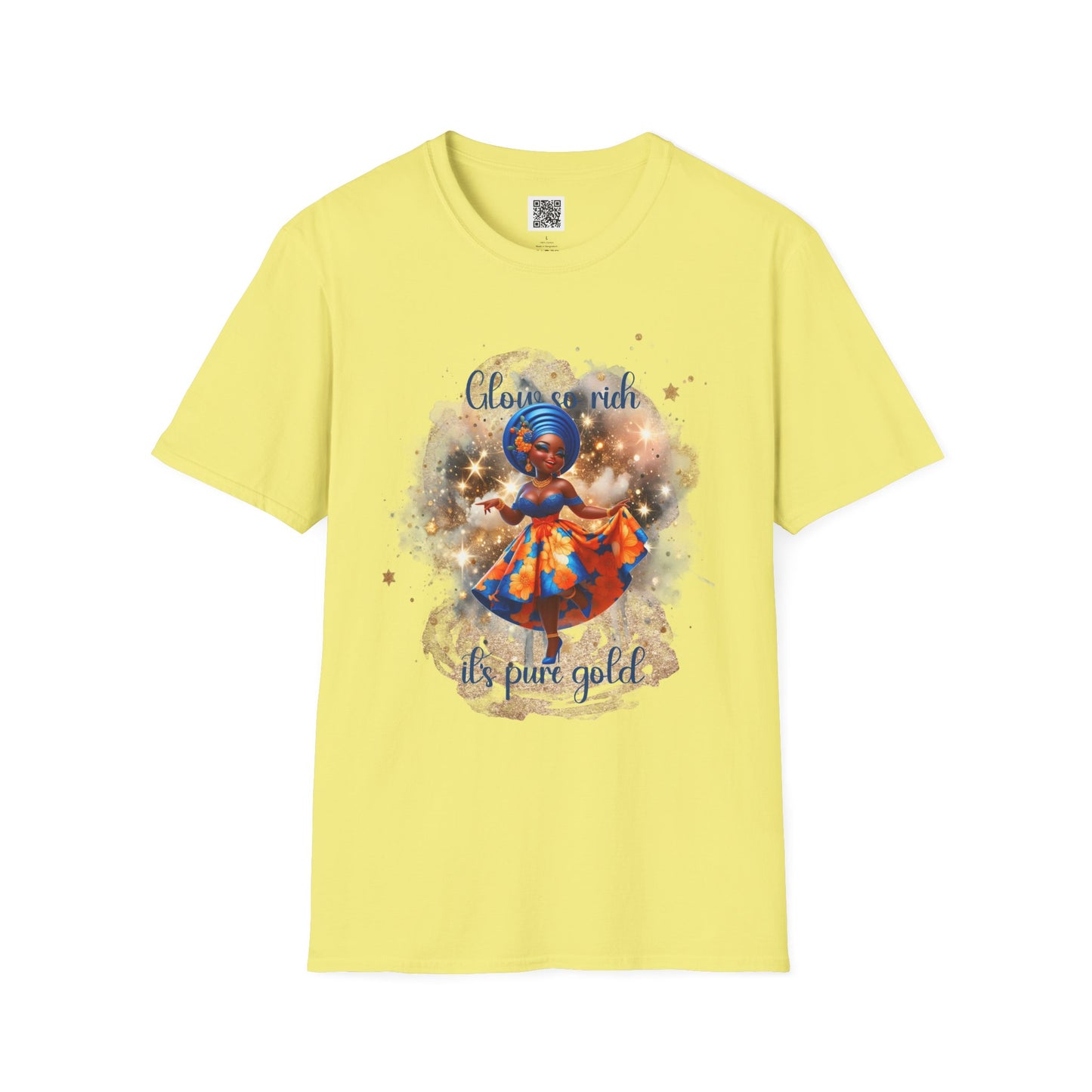 Glow So Rich Pure Gold | Unisex Softstyle T-Shirt - Celebrate Culture and Confidence