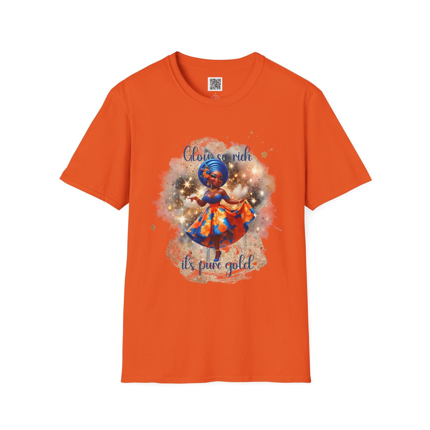 Glow So Rich Pure Gold | Unisex Softstyle T-Shirt - Celebrate Culture and Confidence