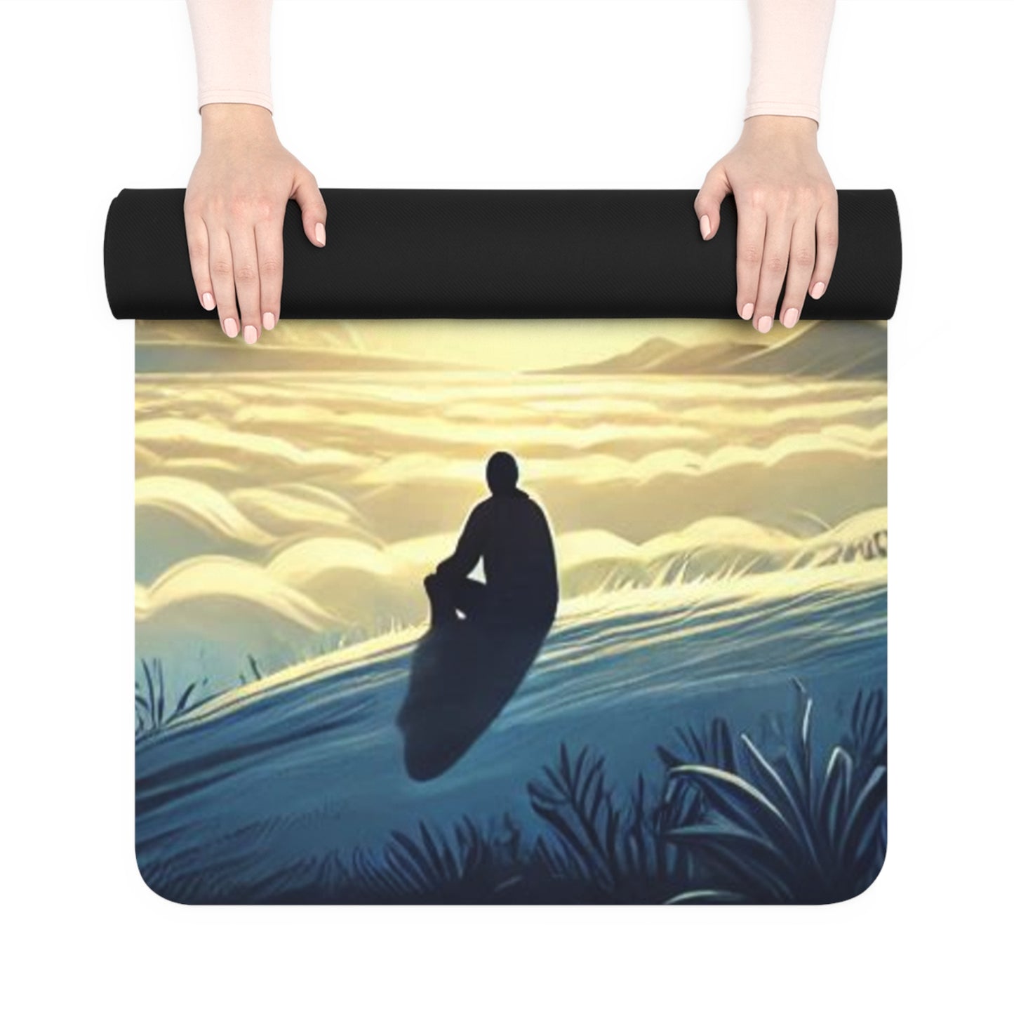 Serene Sunrise Rubber Yoga Mat - Perfect for Mindfulness and Meditation