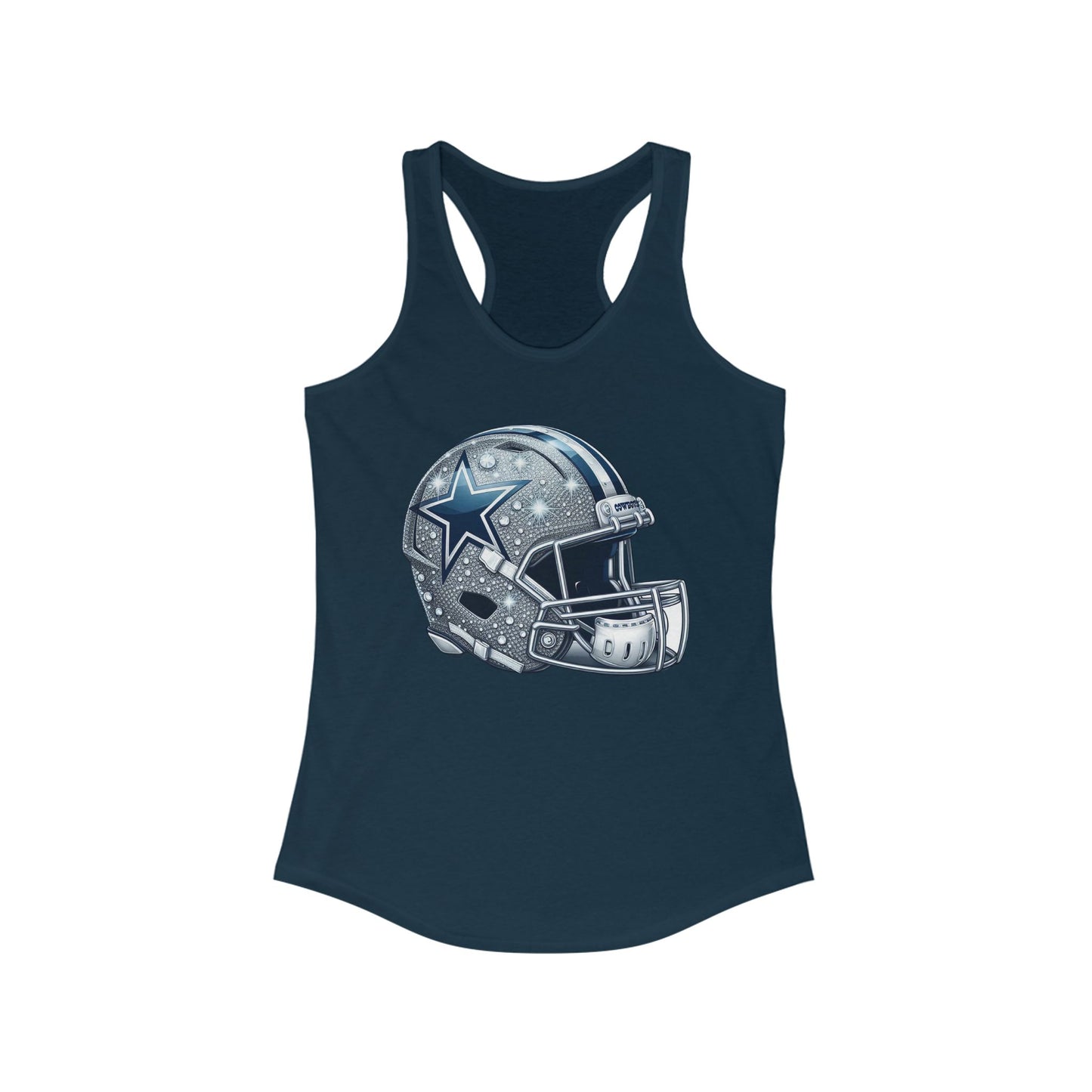 Stylish Women's Racerback Tank Top with Football Helmet Design
