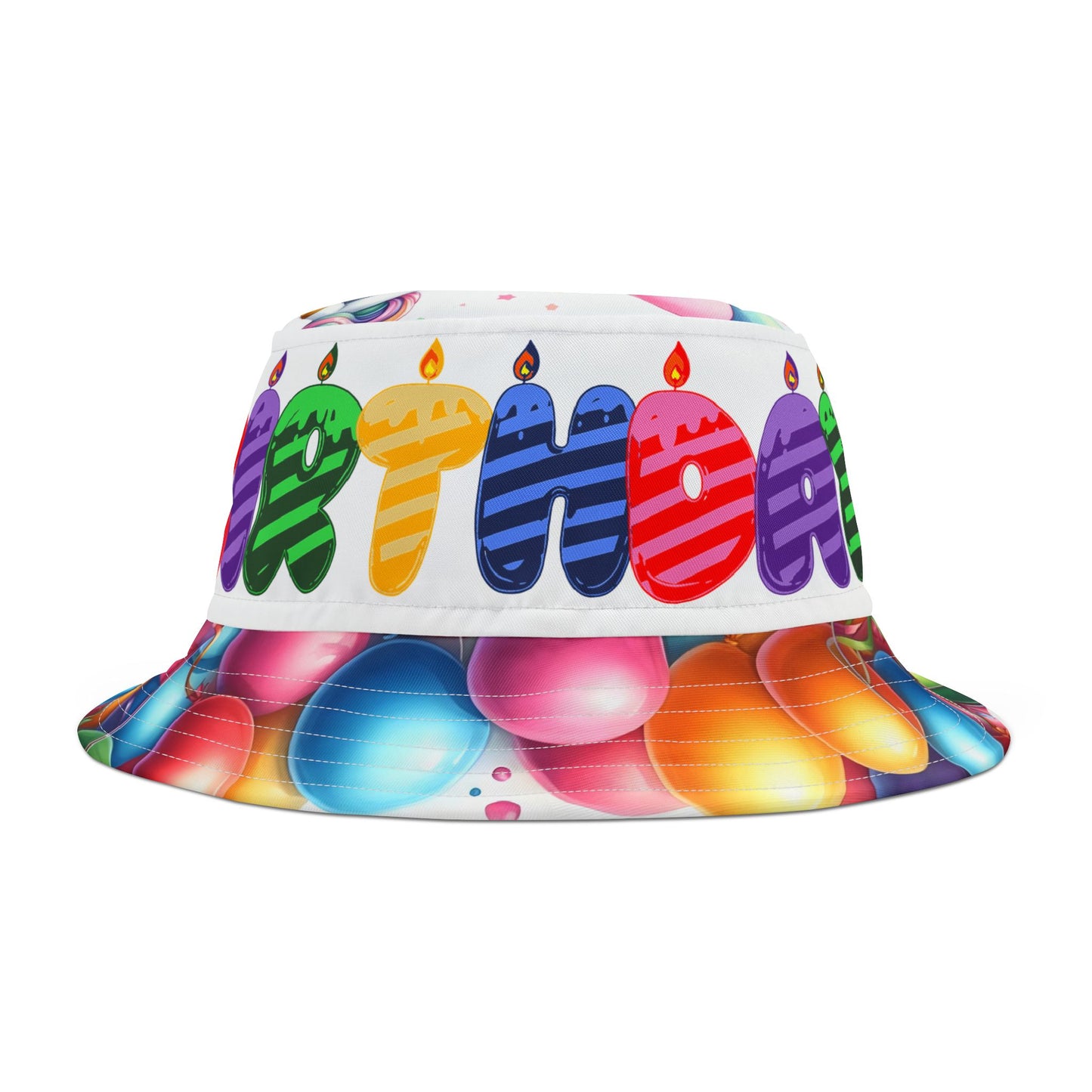 Colorful Unicorn Birthday Celebration Bucket Hat | Fun "Happy Birthday" Design