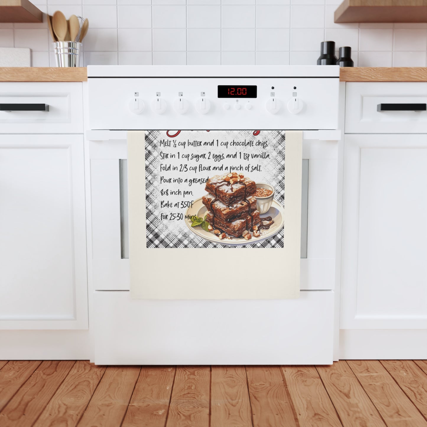 Brownies Recipe Cotton Tea Towel – Perfect for Baking Enthusiasts & Home Cooks