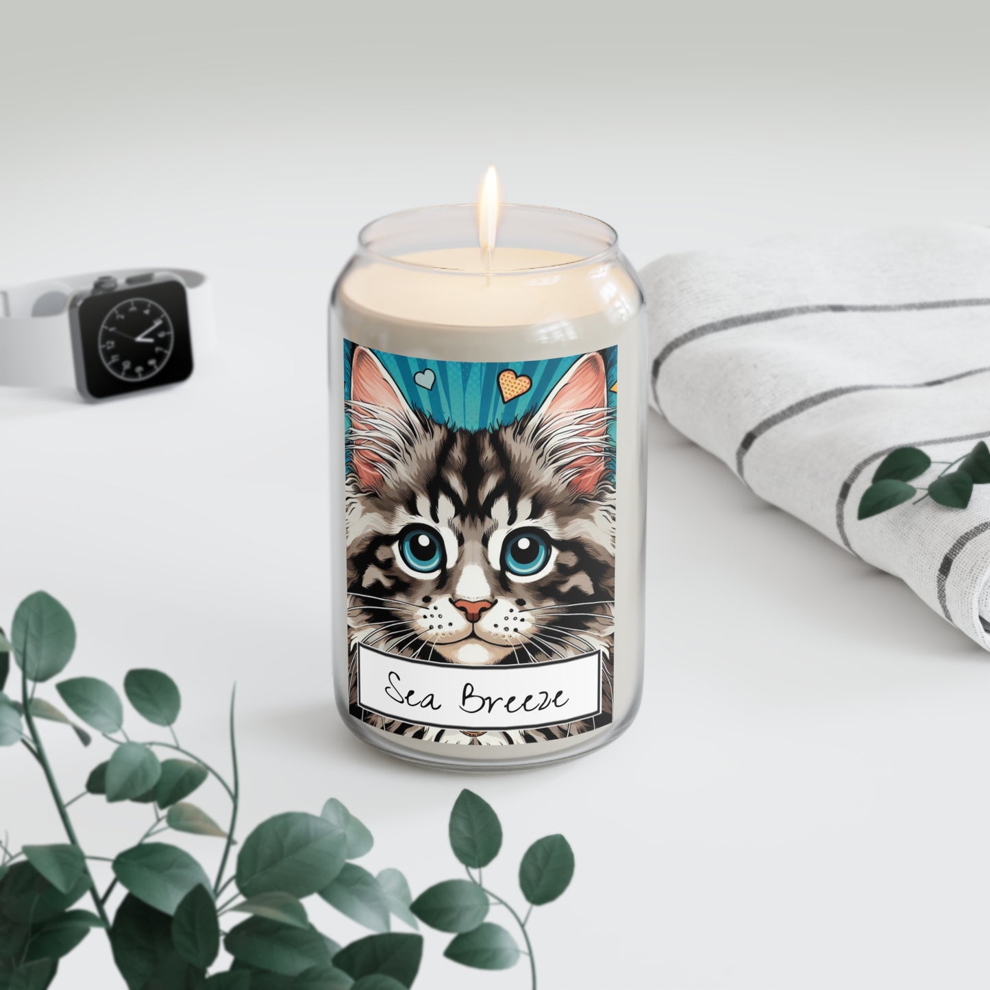 Colorful Maine Coon Cat Sea Breeze Scented Candle - 13.75oz