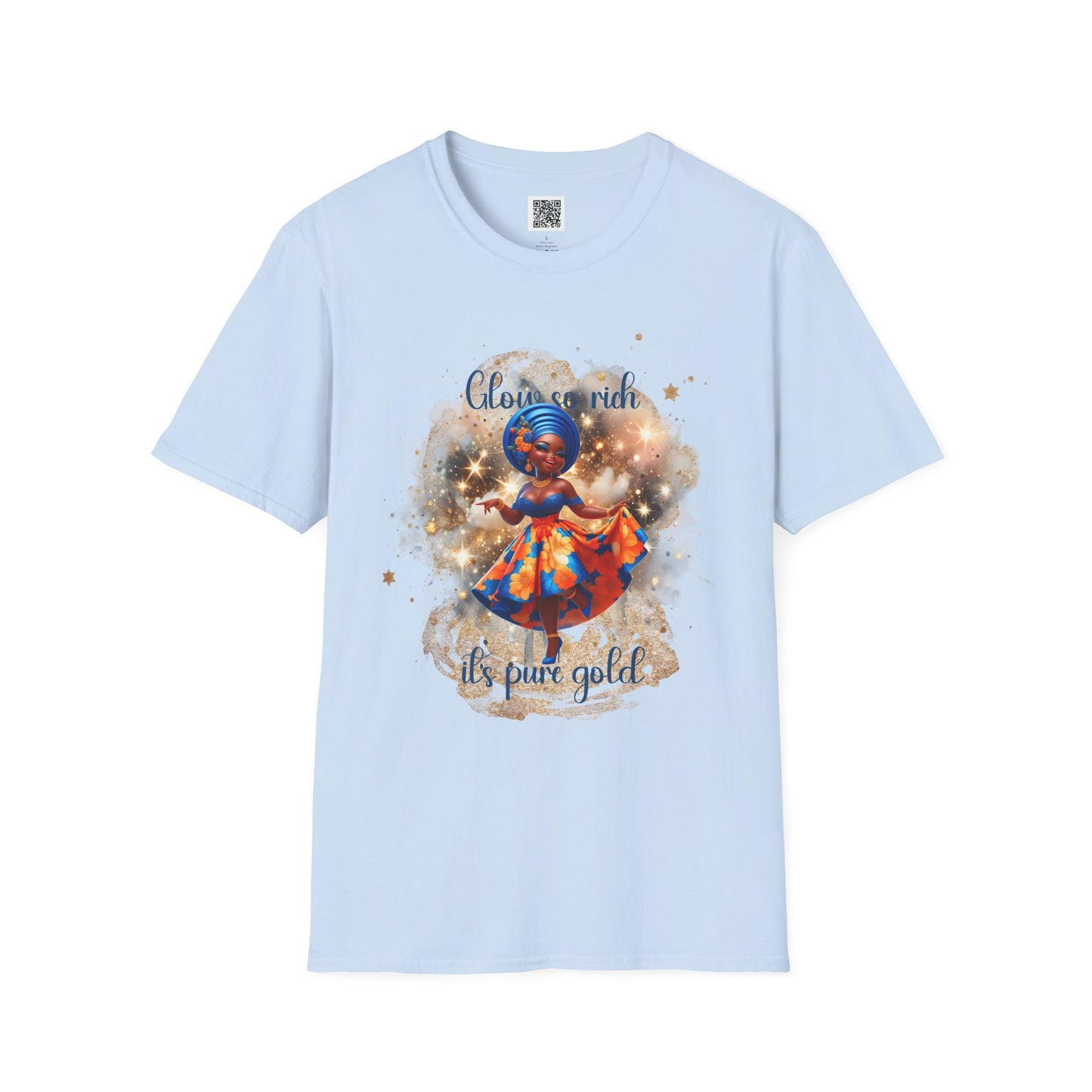 Glow So Rich Pure Gold | Unisex Softstyle T-Shirt - Celebrate Culture and Confidence