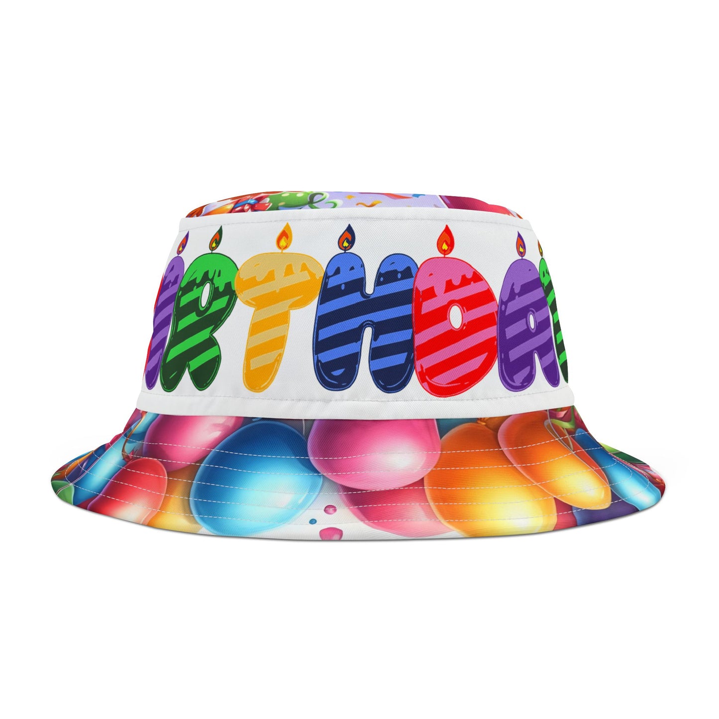 Colorful Chick Birthday Celebration Bucket Hat | Fun "Happy Birthday" Design