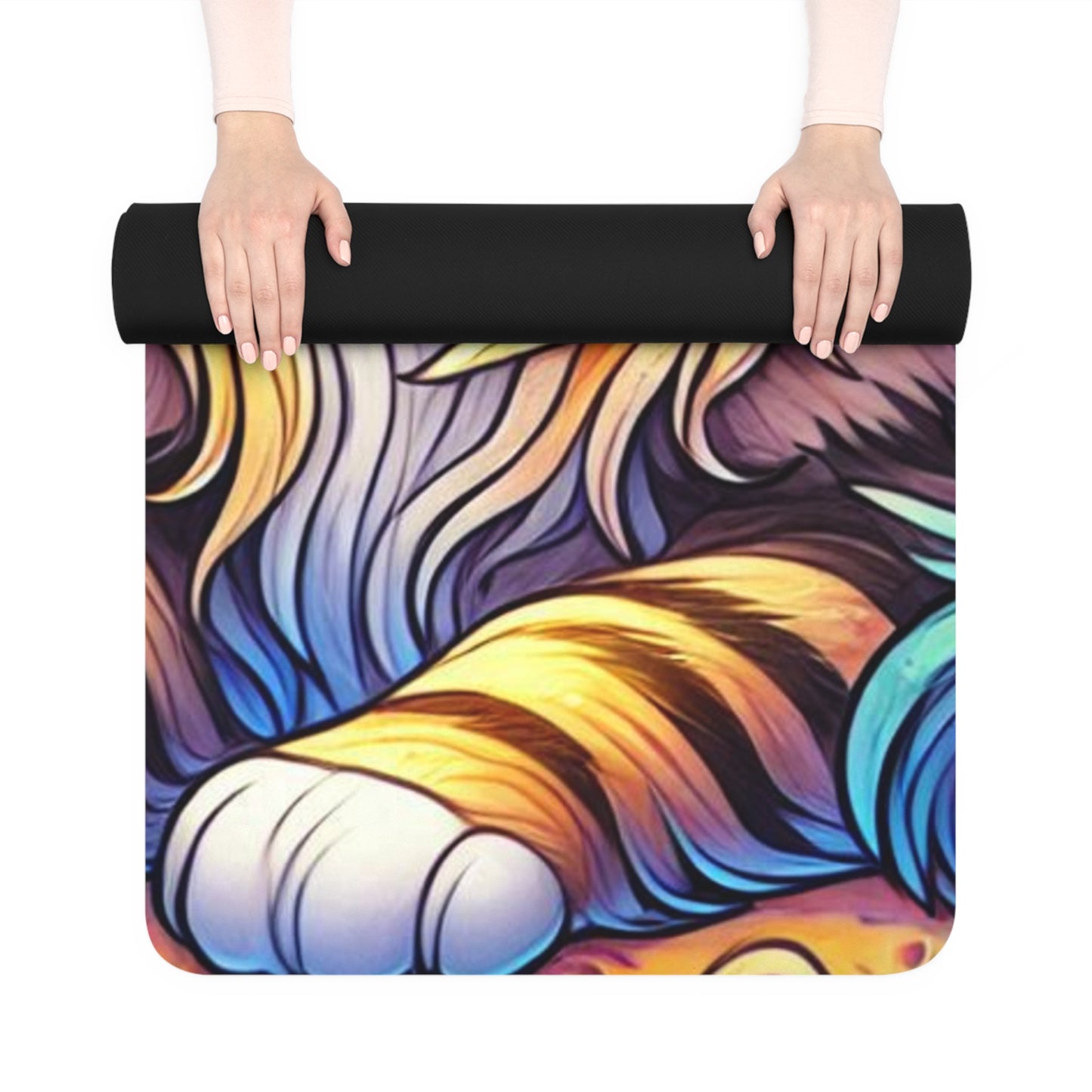 Colorful Cat Rubber Yoga Mat - Non-Slip Exercise Mat for Pet Lovers