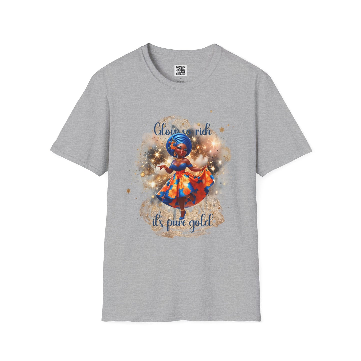 Glow So Rich Pure Gold | Unisex Softstyle T-Shirt - Celebrate Culture and Confidence