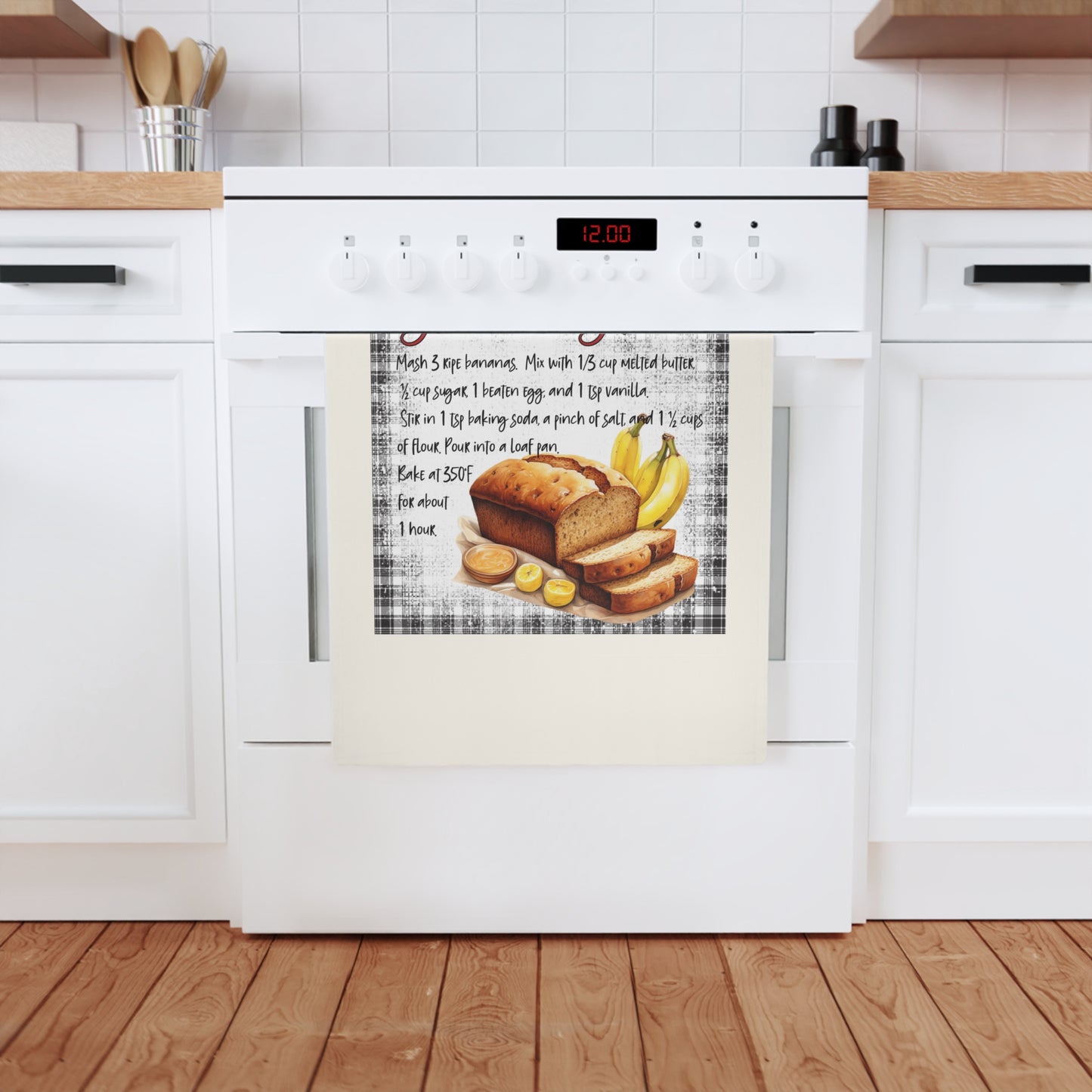 Banana Bread Recipe Cotton Tea Towel - Perfect Kitchen Gift for Bakers & Food Lovers