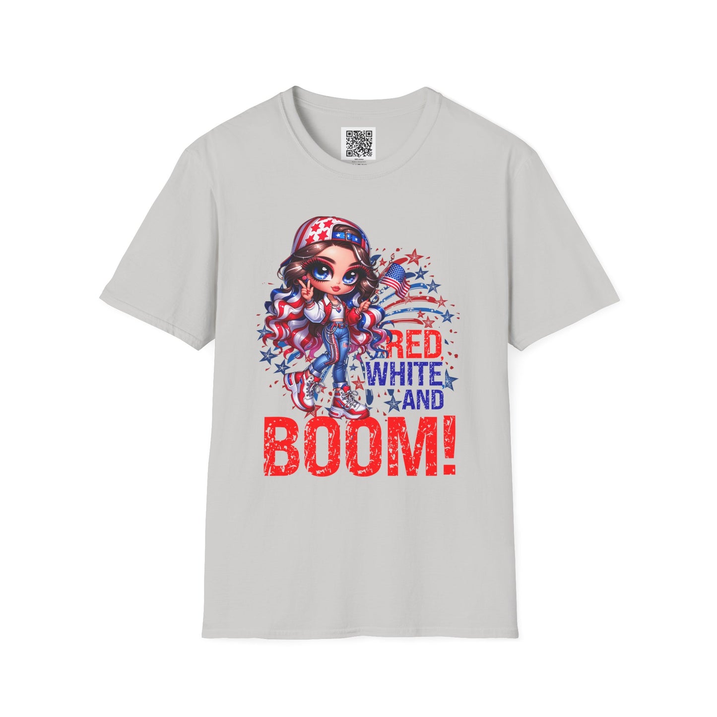 Red, White & Boom! | Unisex Softstyle T-Shirt for Independence Day Celebrations