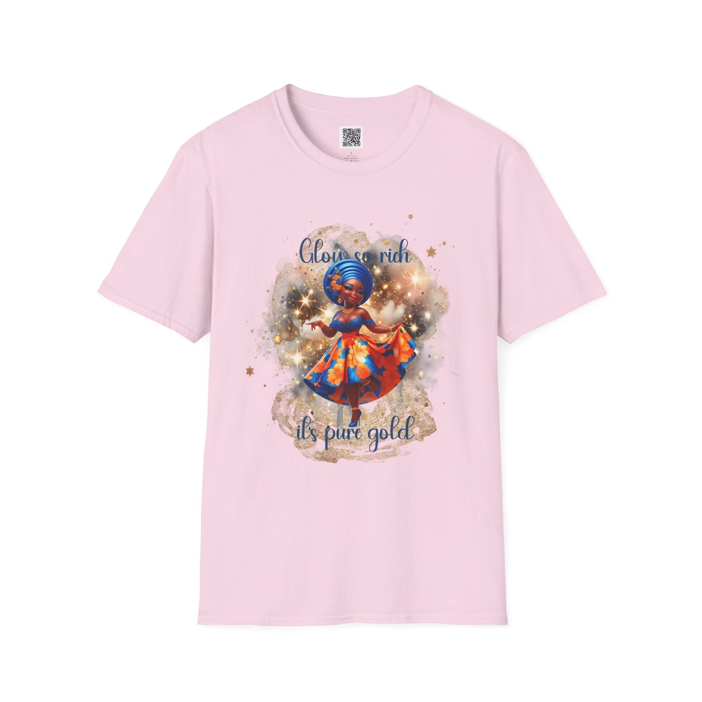 Glow So Rich Pure Gold | Unisex Softstyle T-Shirt - Celebrate Culture and Confidence