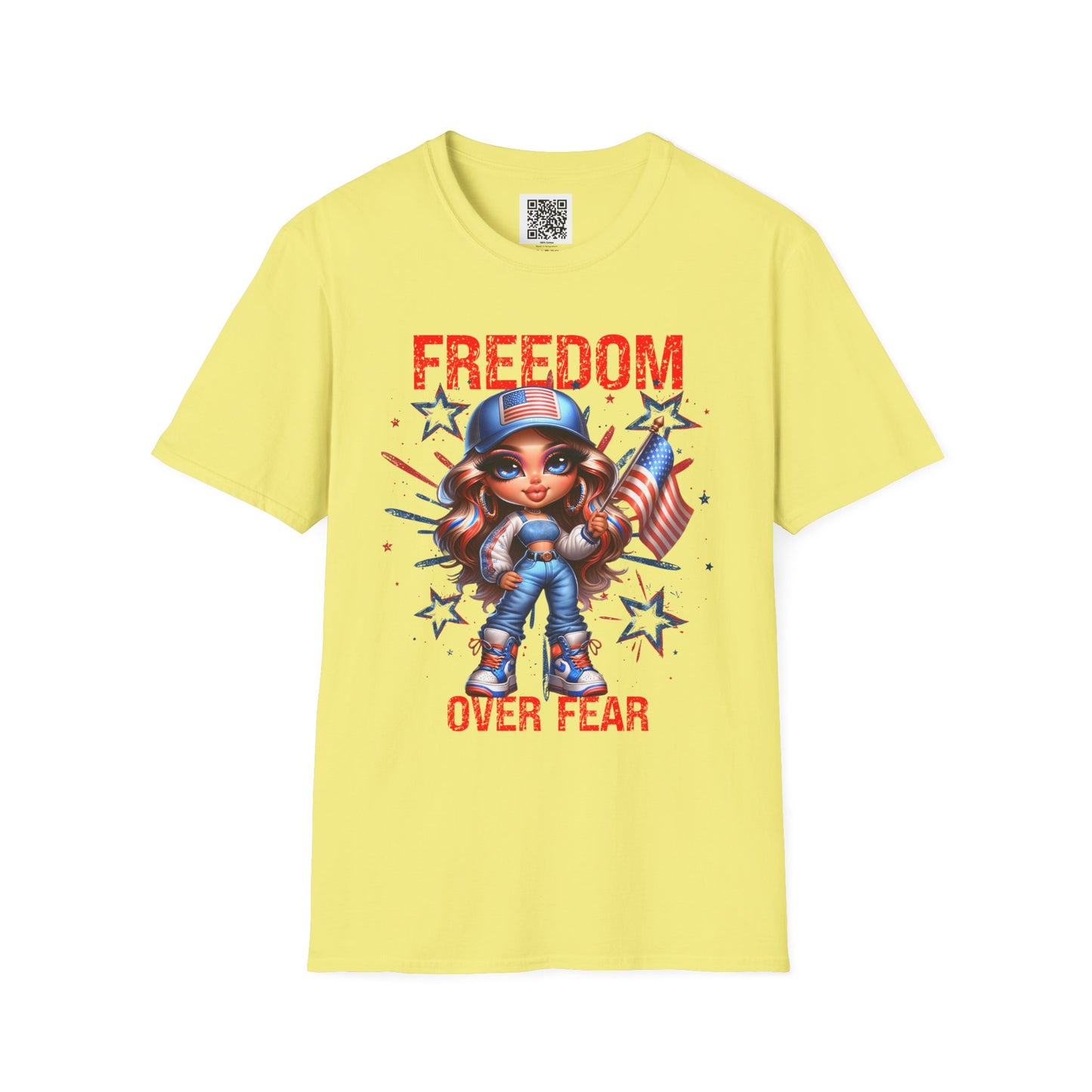 Freedom Over Fear | Unisex Softstyle T-Shirt - Patriotic Graphic Tee