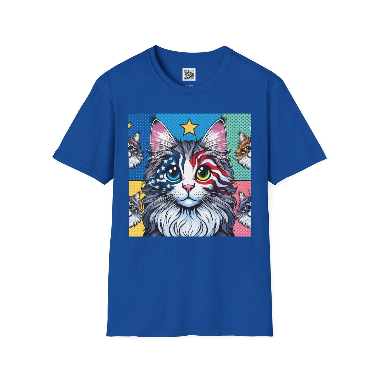 Patriotic Cat | Unisex Softstyle T-Shirt - Fun Tee for Cat Lovers