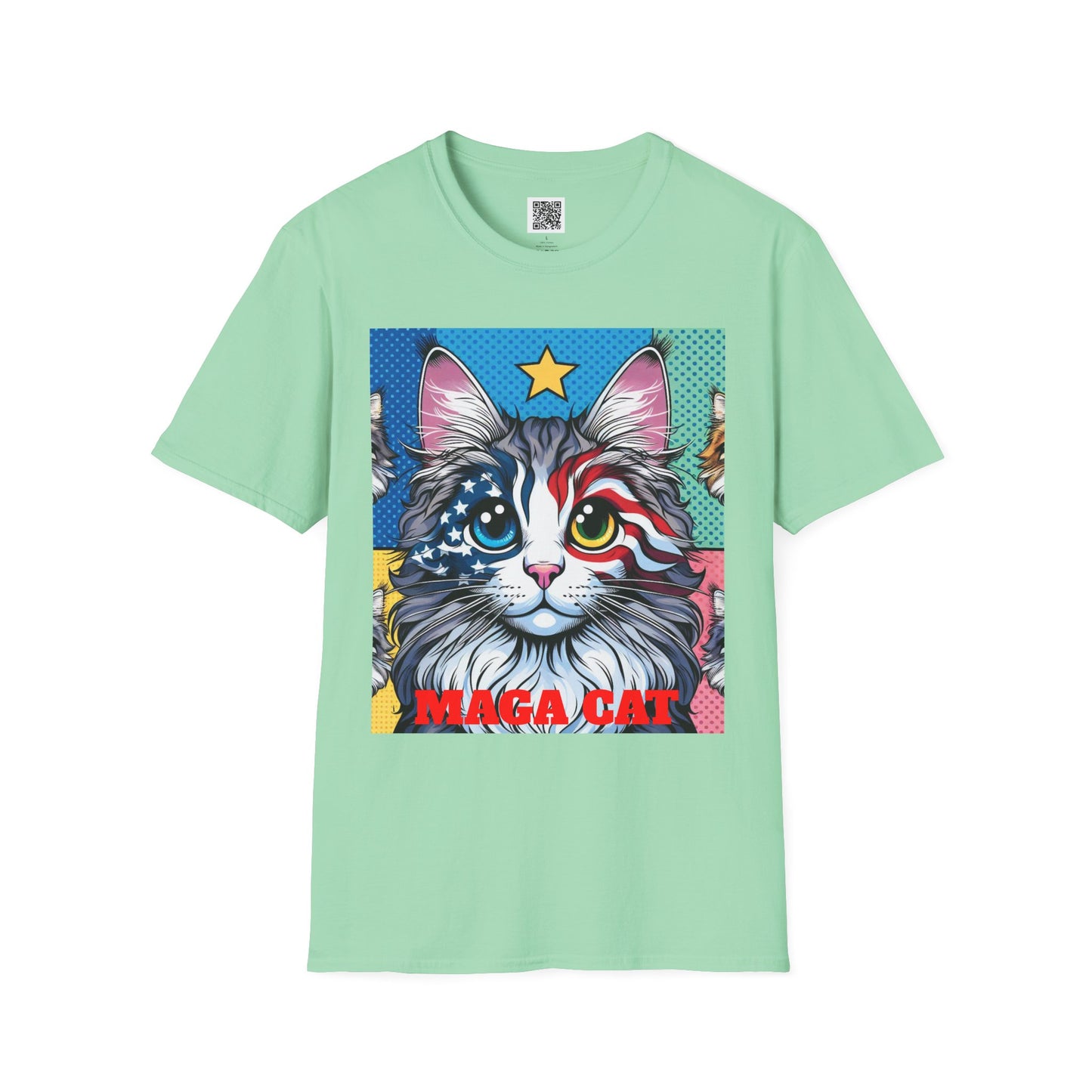Patriotic MAGA Cat | Unisex Softstyle T-Shirt - Fun Tee for Cat Lovers