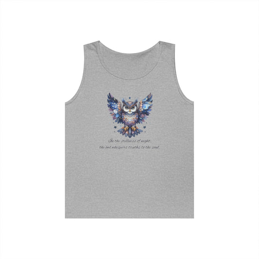 Owl Graphic Unisex Heavy Cotton Tank Top - Inspirational Design
