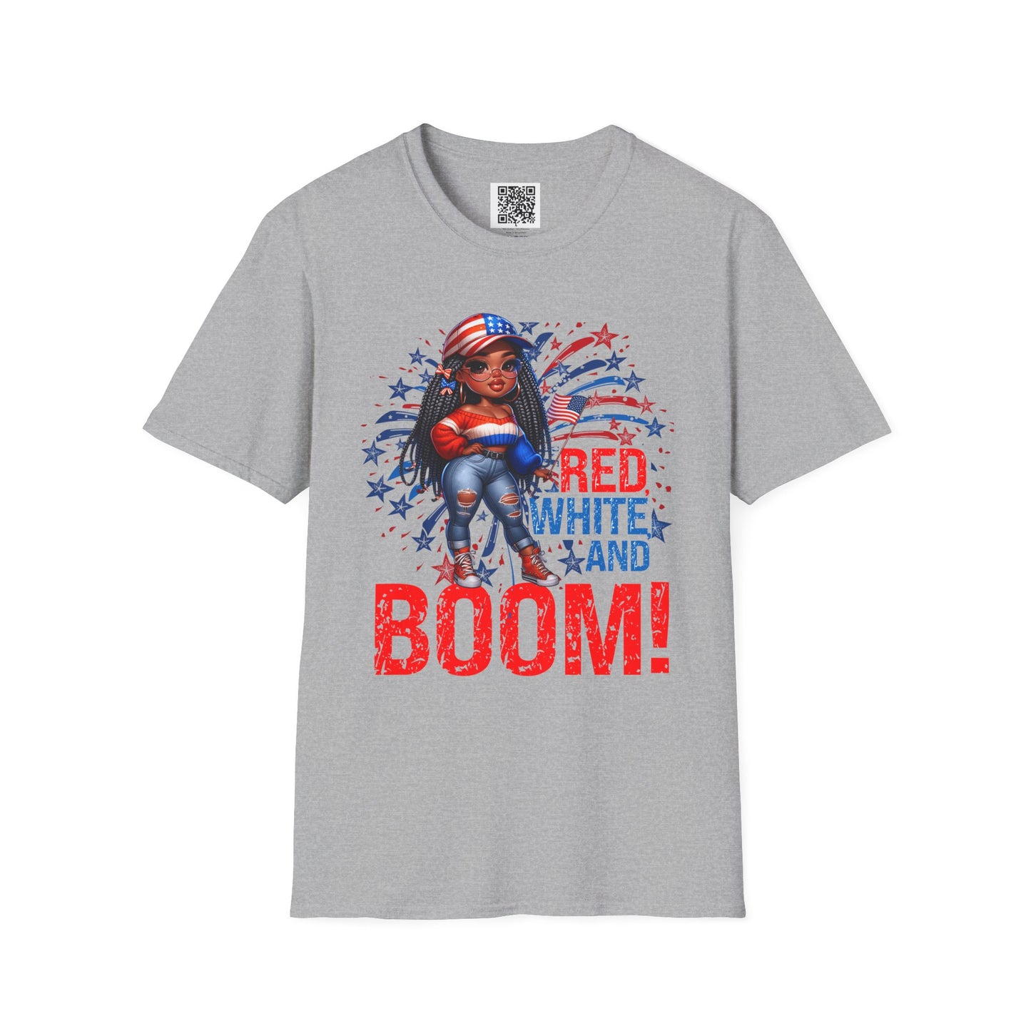 Red, White, and Boom! | Unisex Softstyle T-Shirt for 4th of July Celebrations