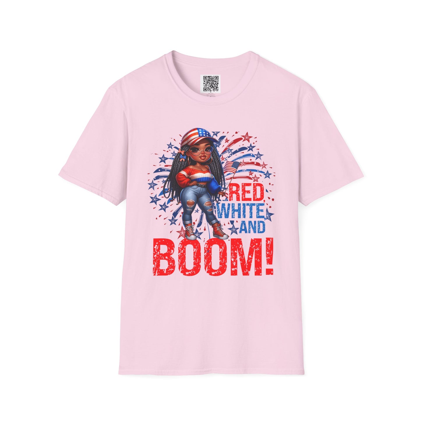 Red, White, and Boom! | Unisex Softstyle T-Shirt for 4th of July Celebrations
