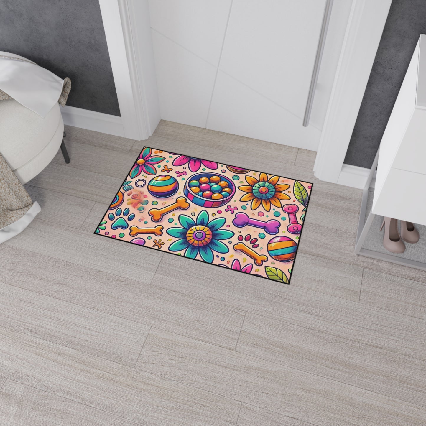 Colorful Pet-Themed Heavy Duty Floor Mat - Ideal for Dog Lovers and Pet Owners