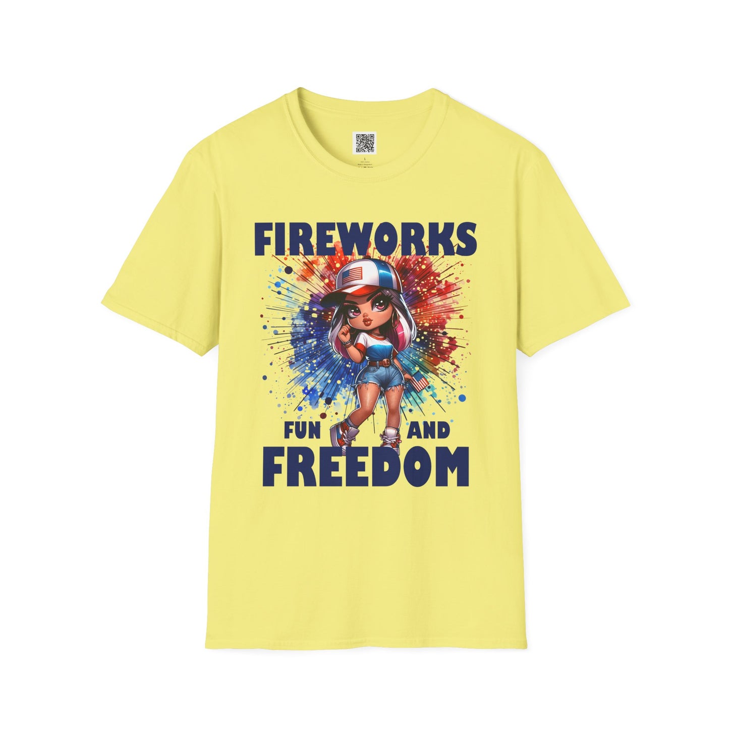 Fireworks Fun and Freedom Unisex Softstyle T-Shirt