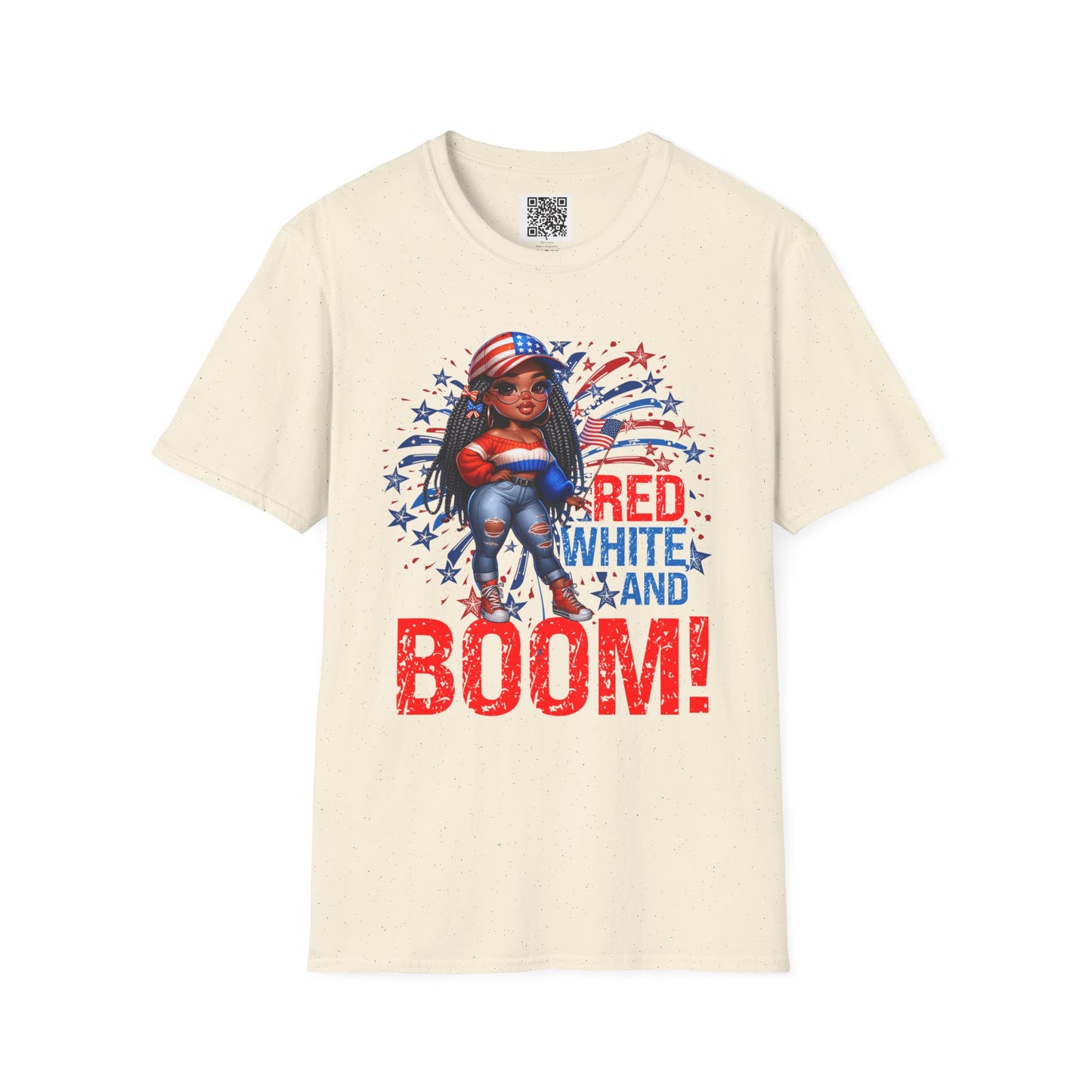 Red, White, and Boom! | Unisex Softstyle T-Shirt for 4th of July Celebrations