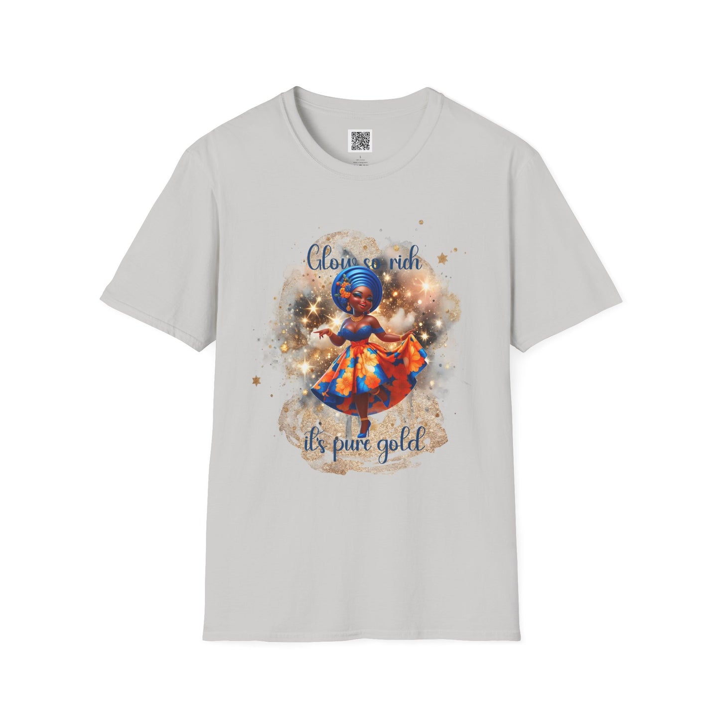 Glow So Rich Pure Gold | Unisex Softstyle T-Shirt - Celebrate Culture and Confidence