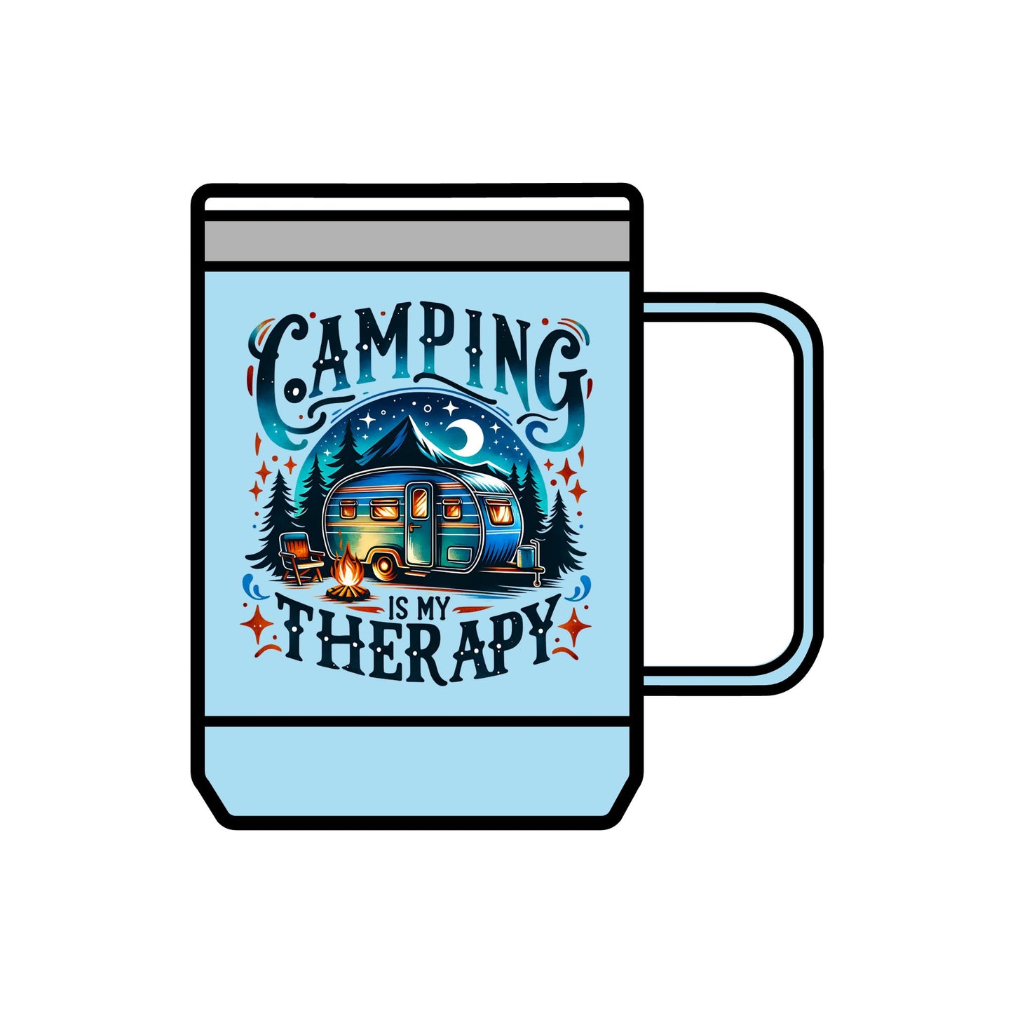 Camping Is My Therapy Coffee Mug Tumbler | 15oz Adventure Drinkware
