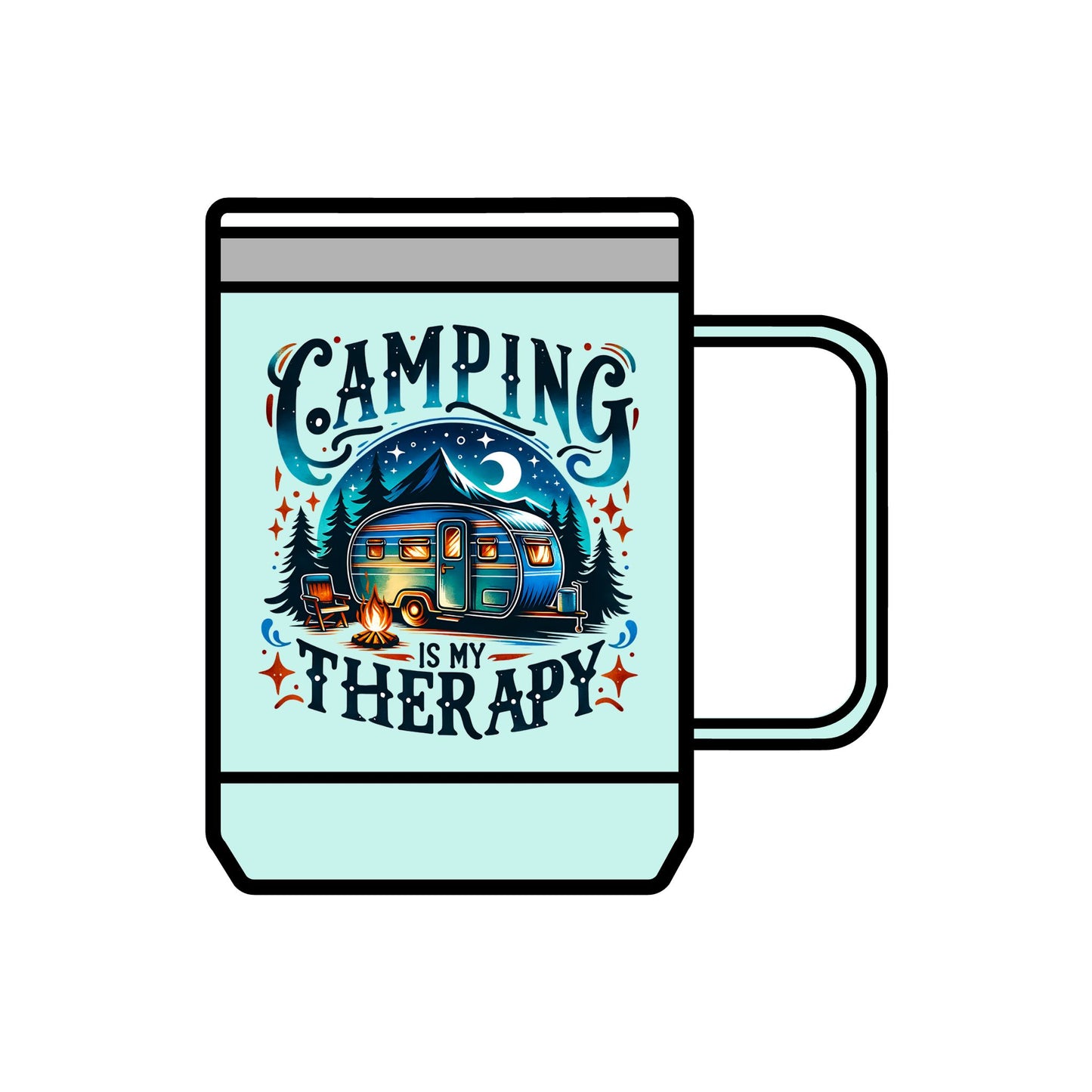 Camping Is My Therapy Coffee Mug Tumbler | 15oz Adventure Drinkware