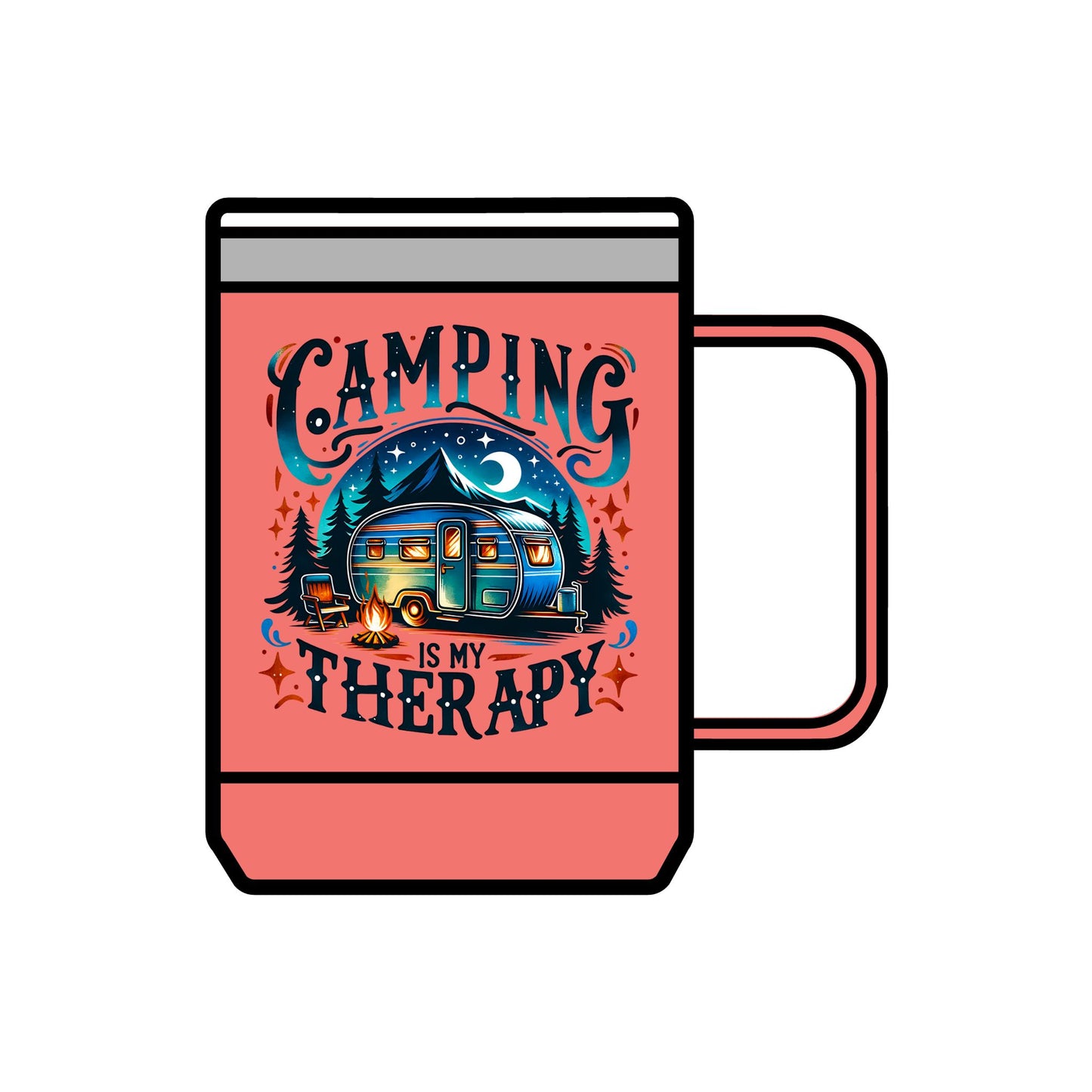 Camping Is My Therapy Coffee Mug Tumbler | 15oz Adventure Drinkware