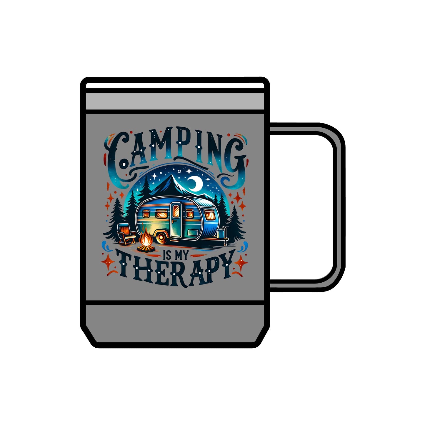 Camping Is My Therapy Coffee Mug Tumbler | 15oz Adventure Drinkware