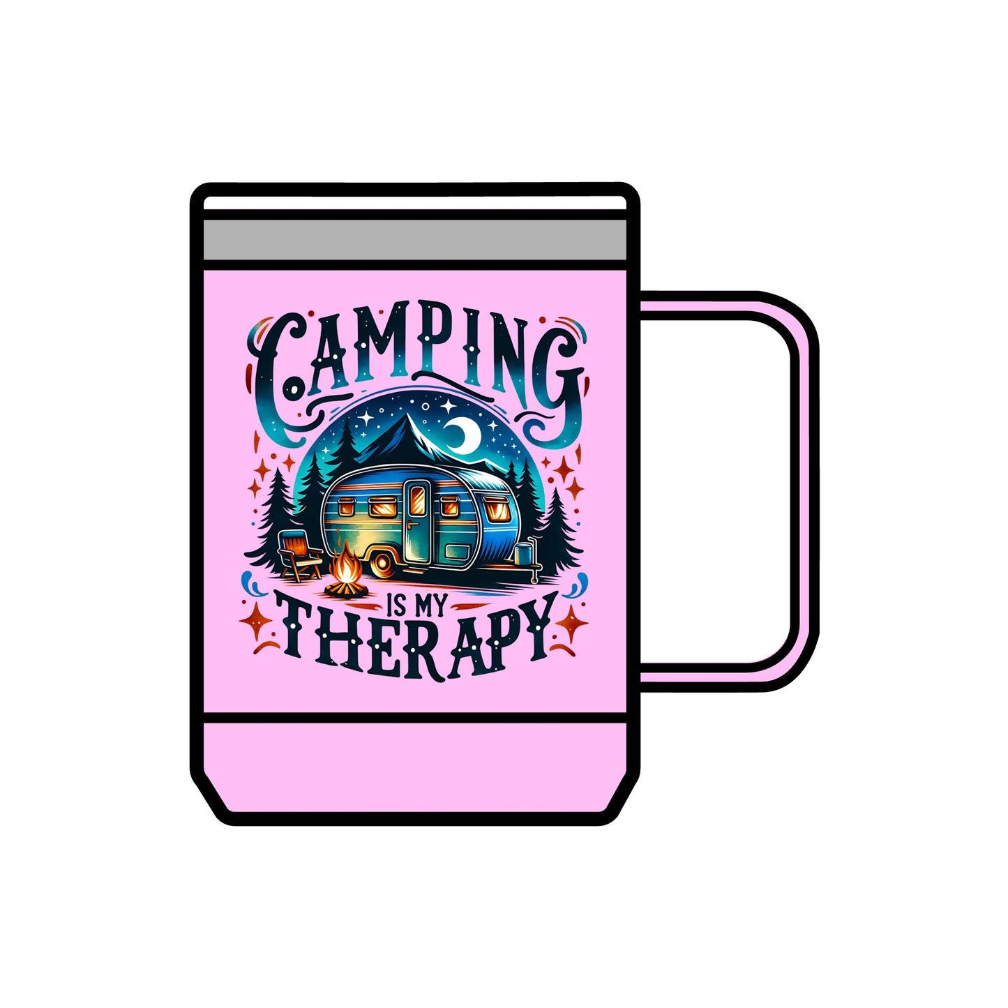 Camping Is My Therapy Coffee Mug Tumbler | 15oz Adventure Drinkware