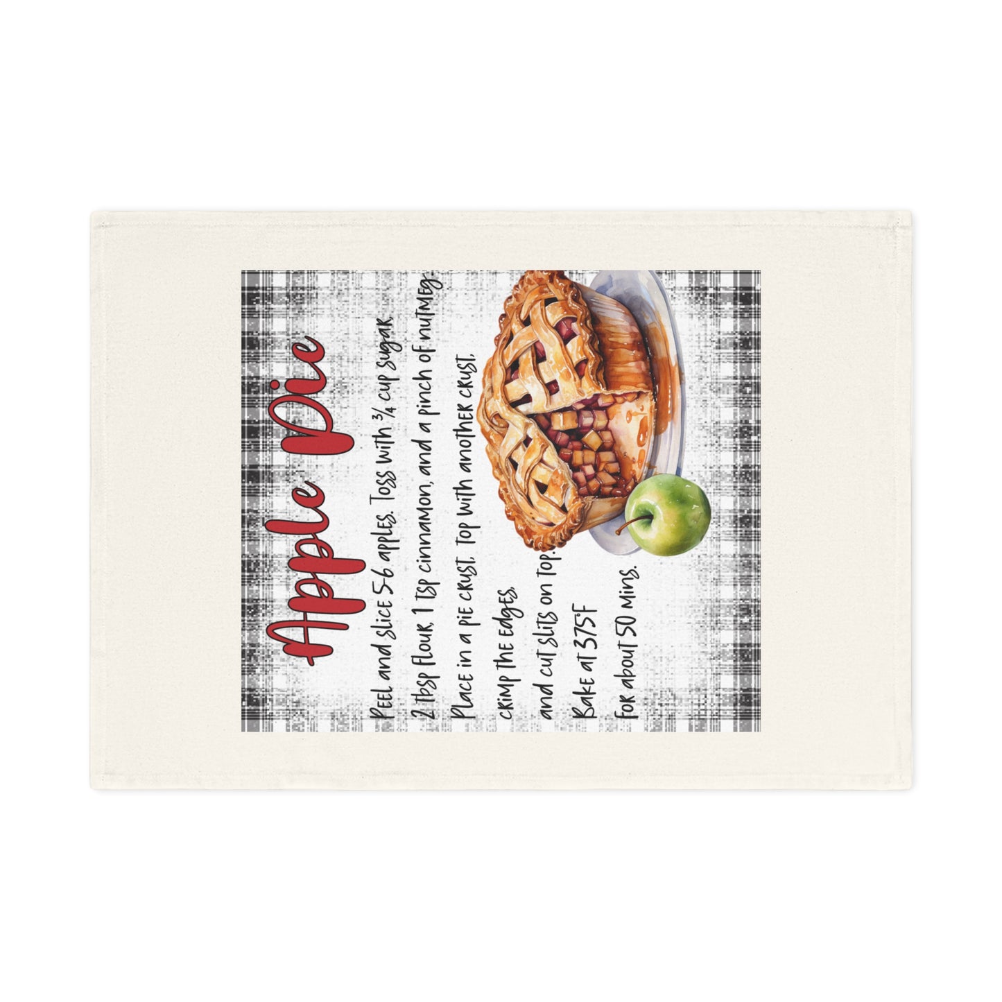 Charming Apple Pie Recipe Cotton Tea Towel - Perfect Kitchen Gift for Bakers
