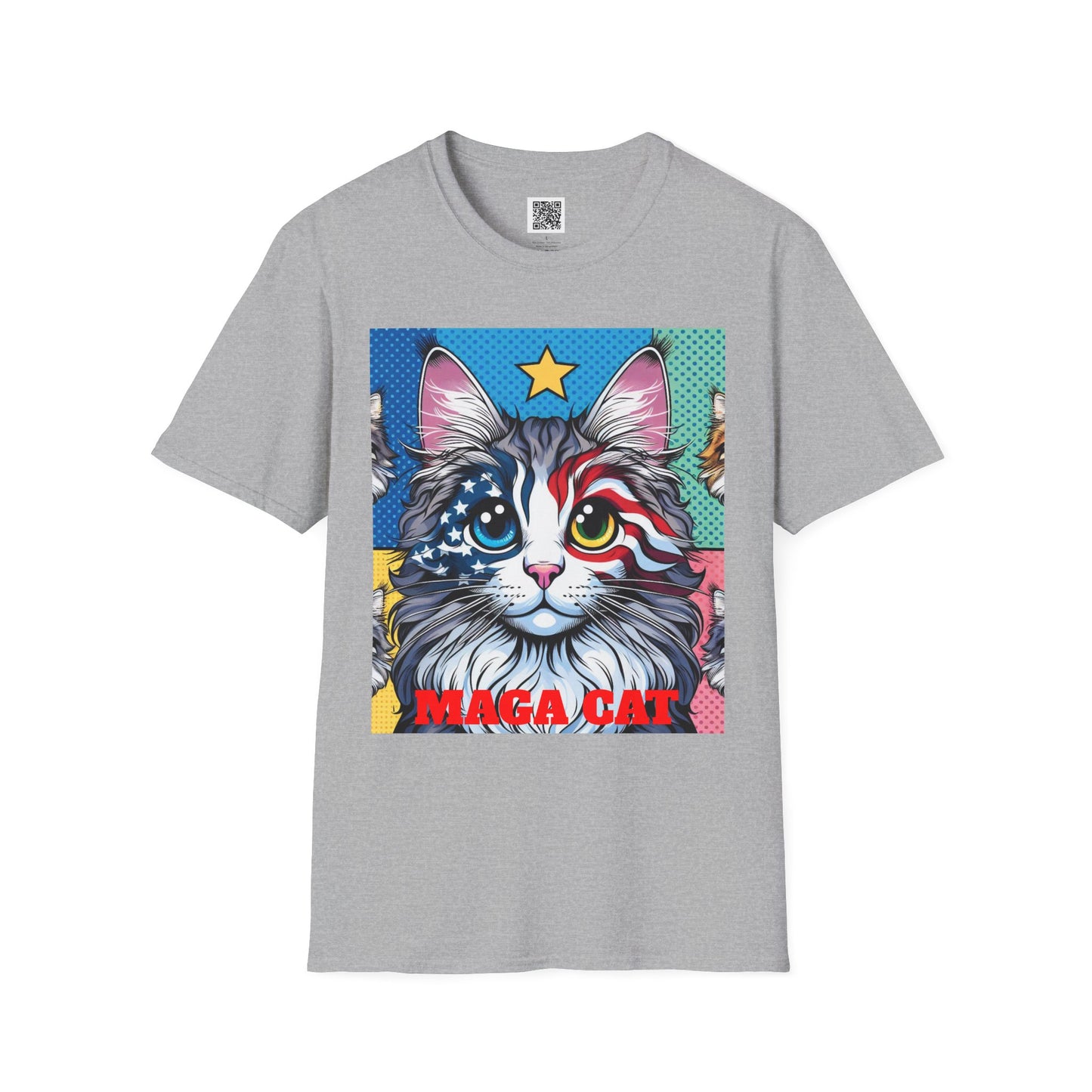 Patriotic MAGA Cat | Unisex Softstyle T-Shirt - Fun Tee for Cat Lovers