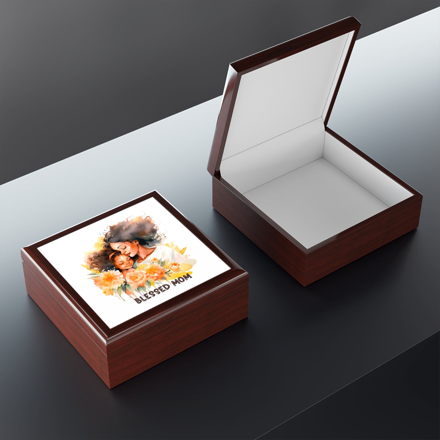 Blessed Mom Jewelry Box - Floral Design for Mother's Day & Special Occasions