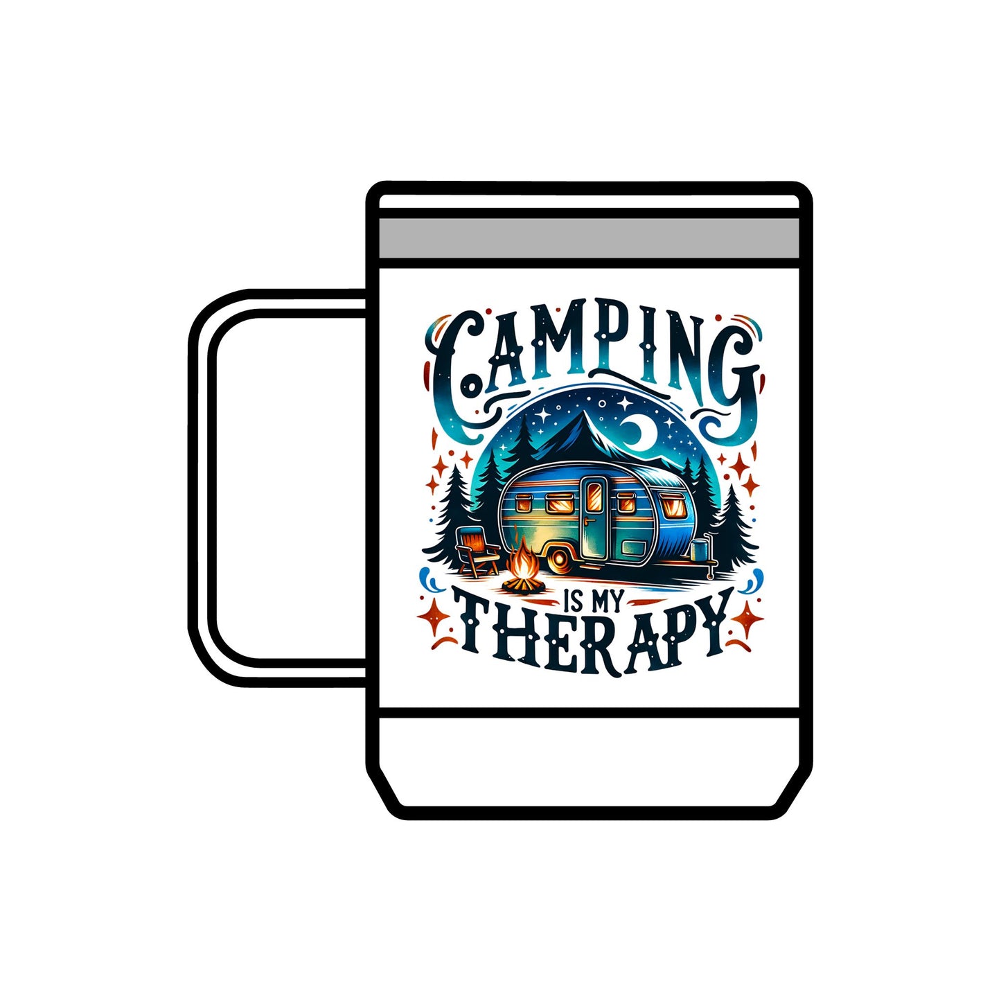Camping Is My Therapy Coffee Mug Tumbler | 15oz Adventure Drinkware