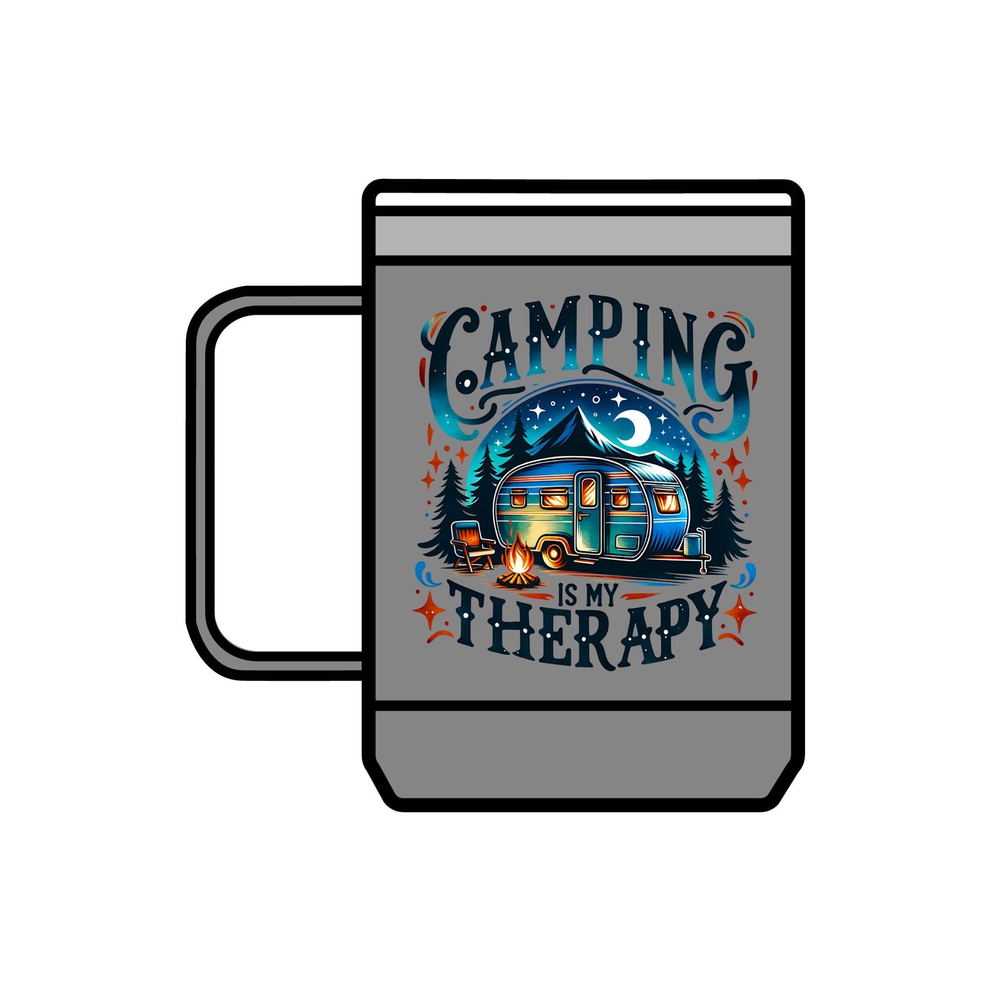 Camping Is My Therapy Coffee Mug Tumbler | 15oz Adventure Drinkware