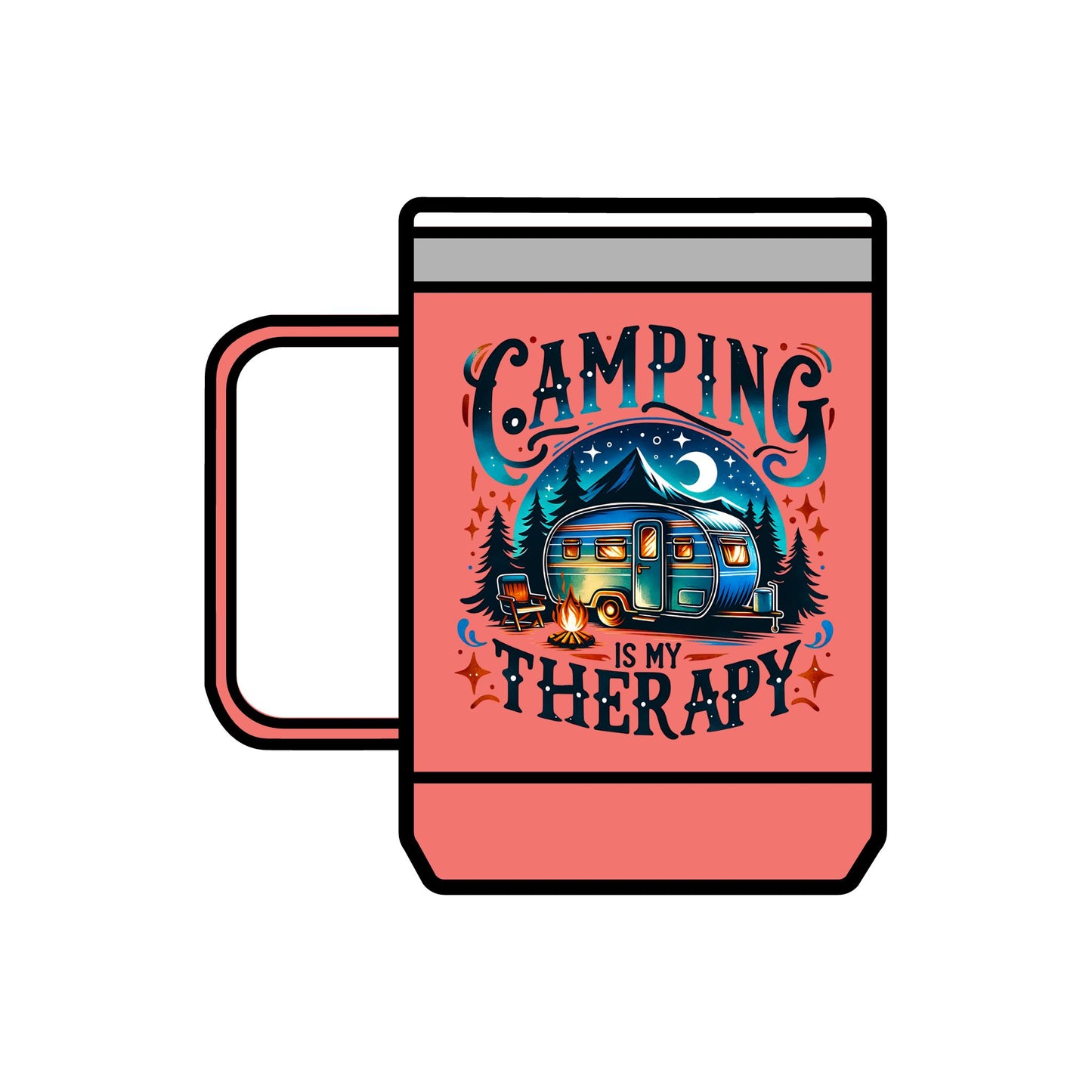 Camping Is My Therapy Coffee Mug Tumbler | 15oz Adventure Drinkware