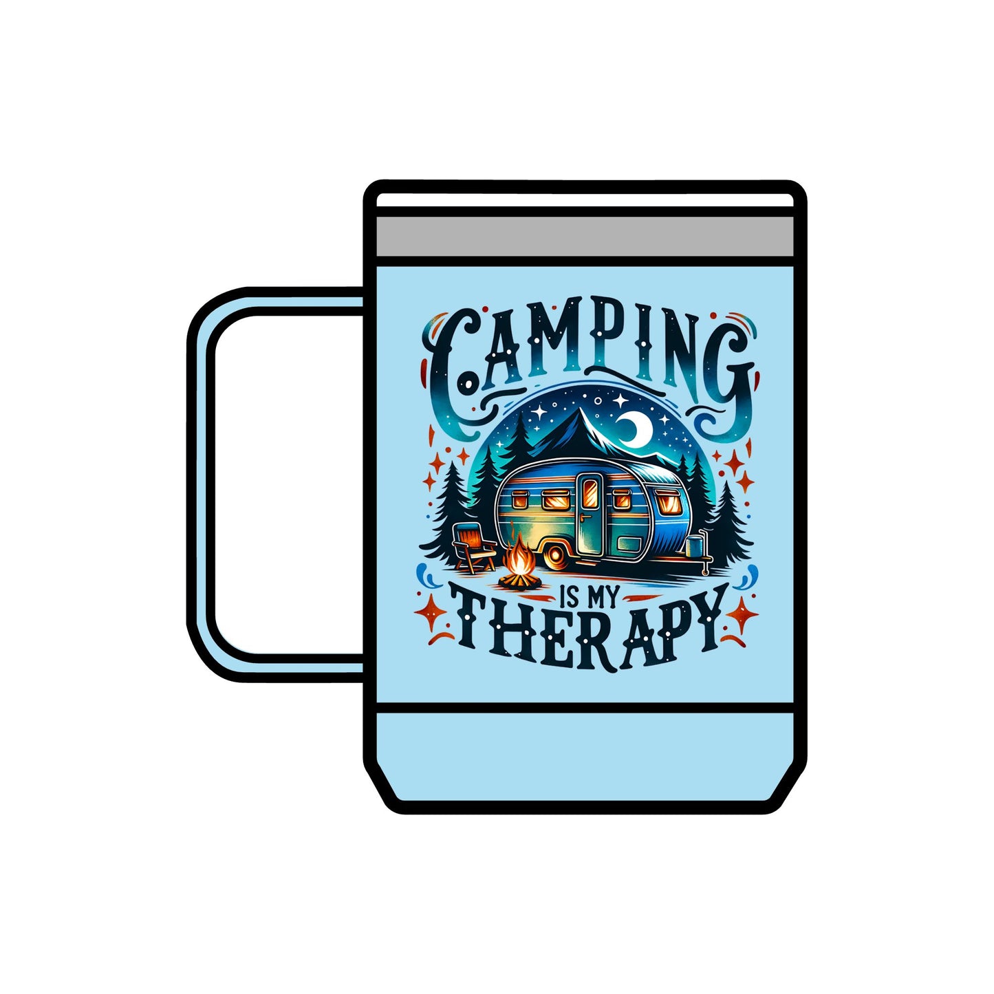 Camping Is My Therapy Coffee Mug Tumbler | 15oz Adventure Drinkware
