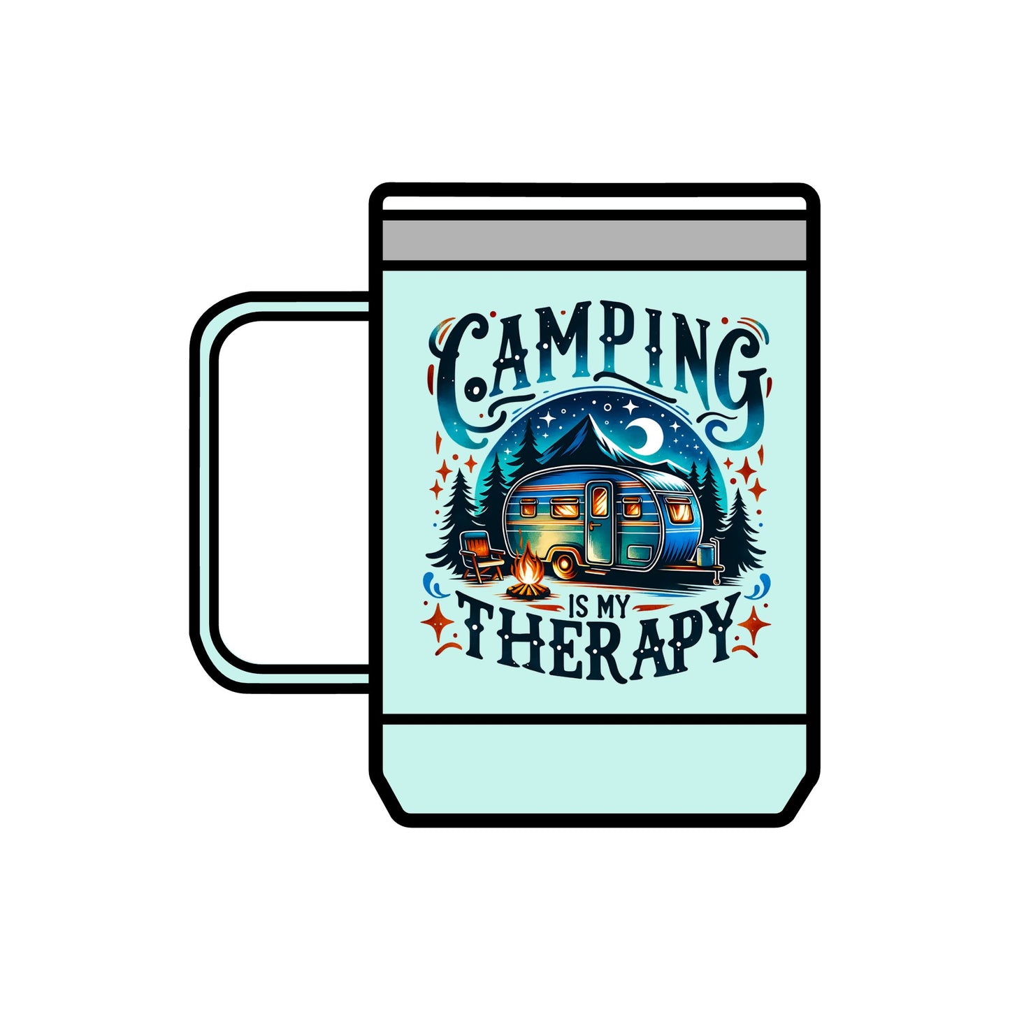 Camping Is My Therapy Coffee Mug Tumbler | 15oz Adventure Drinkware