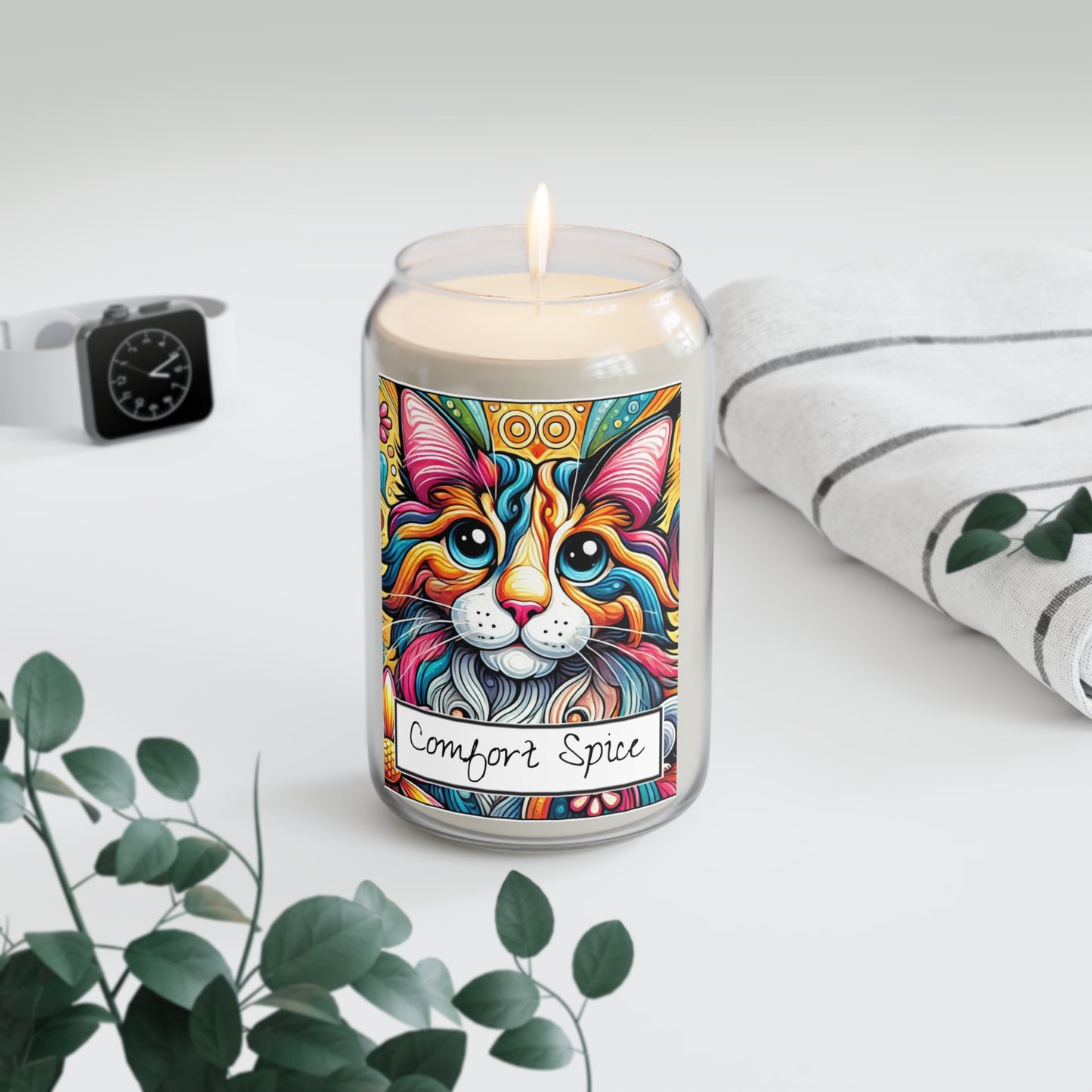Colorful Maine Coon Cat Comfort Spice Scented Candle - 13.75oz