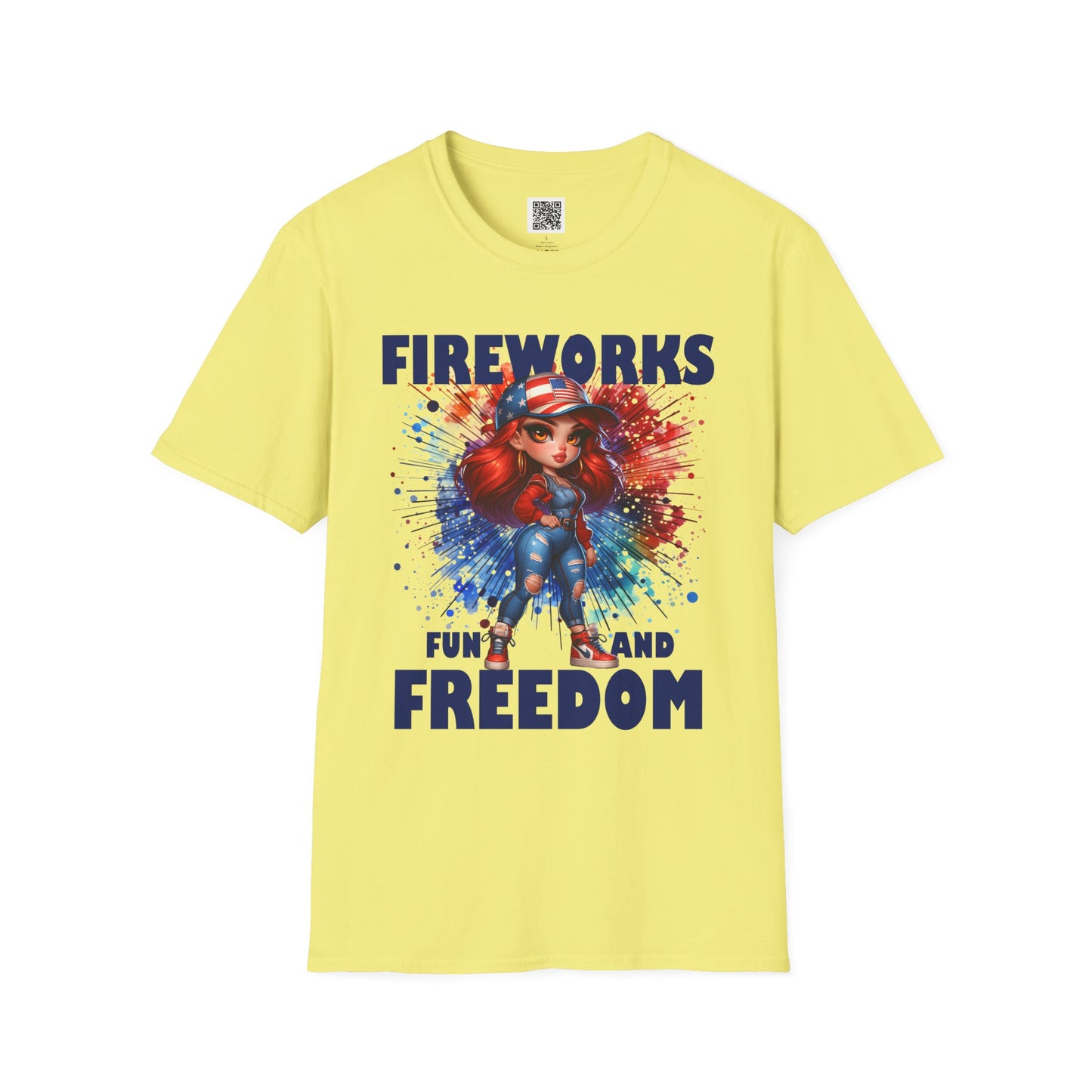 Fireworks Fun and Freedom Unisex Softstyle T-Shirt