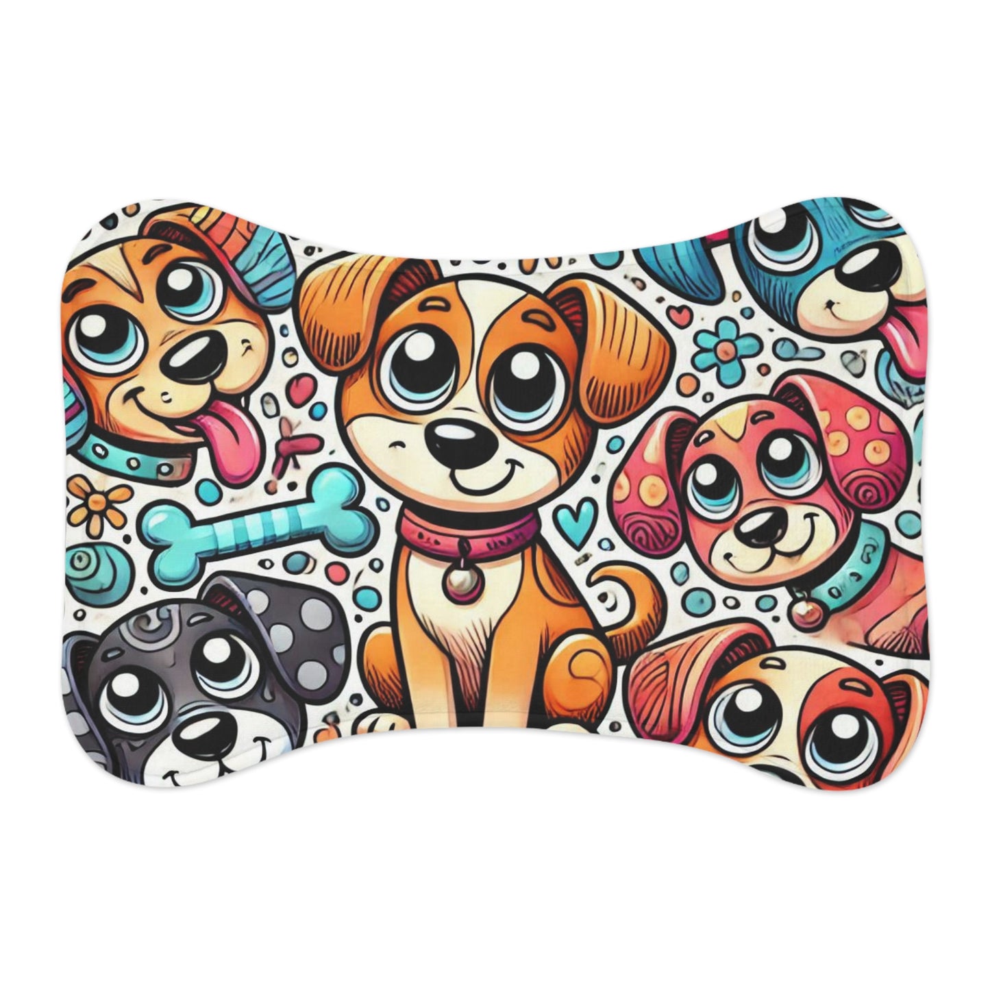 Colorful Cartoon Dog Pet Feeding Mat - Fun Waterproof Dog Bowl Mat for Pets